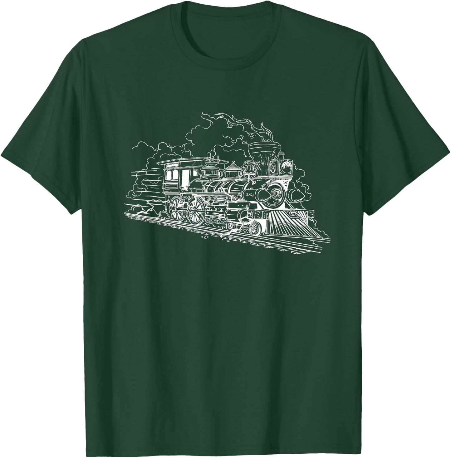 Railroad Steam Train Locomotive Modern Train Engineering T-Shirt - T-Shirt | Forest