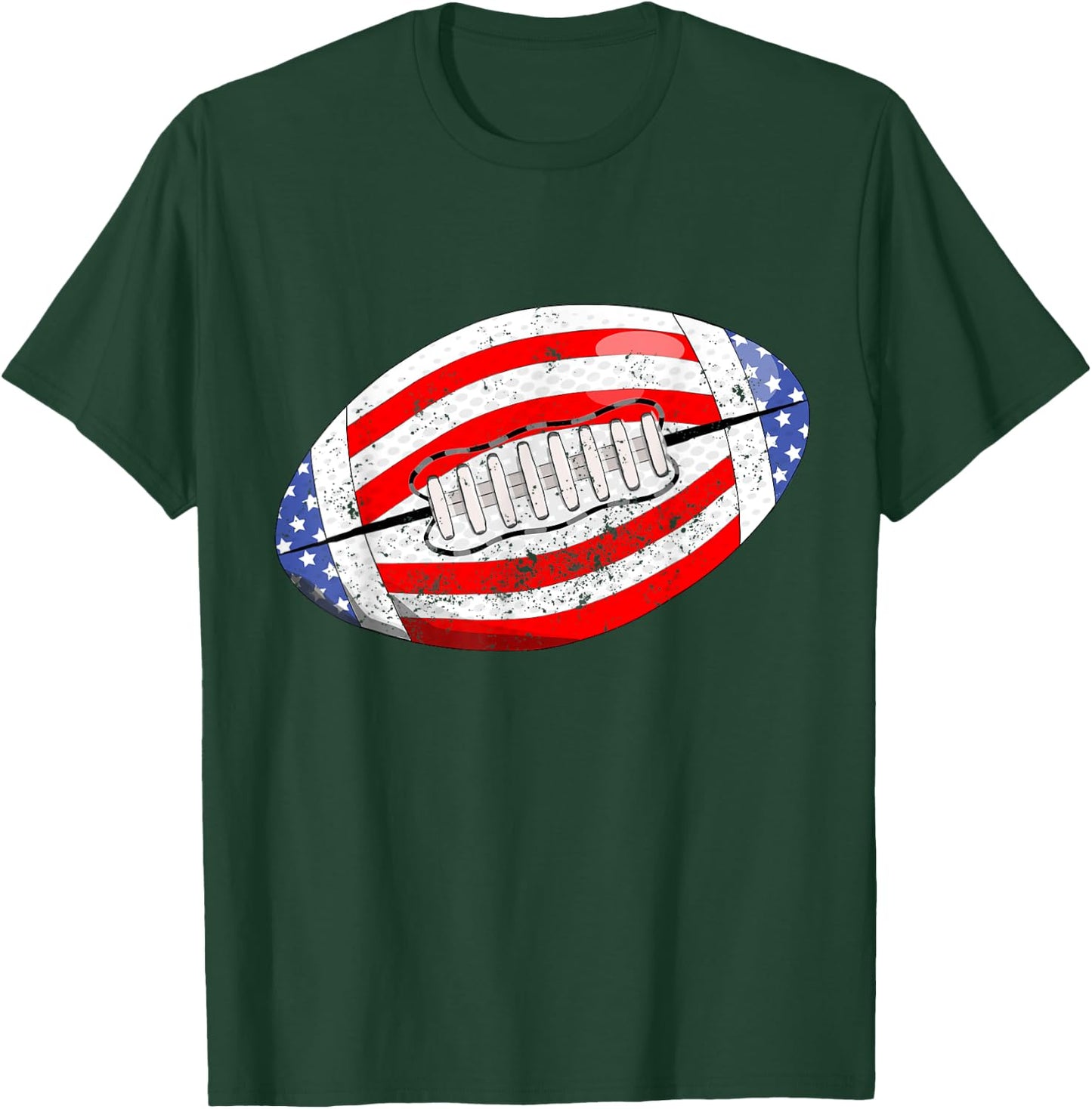 American Football American Flag 4th of July Kids Boys T-Shirt - T-Shirt | Forest