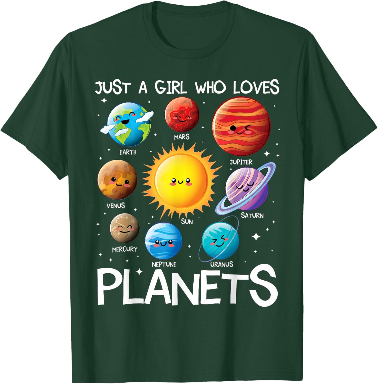 Just A Girl Who Loves Planets Solar System Space Science T-Shirt - T-Shirt | Forest