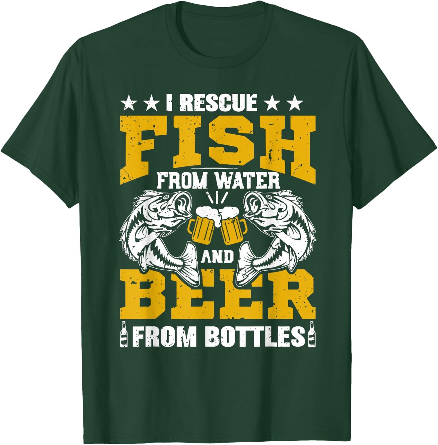 I Rescue Fish From Water Beer From Bottle Funny Fishing T-Shirt - T-Shirt | Forest