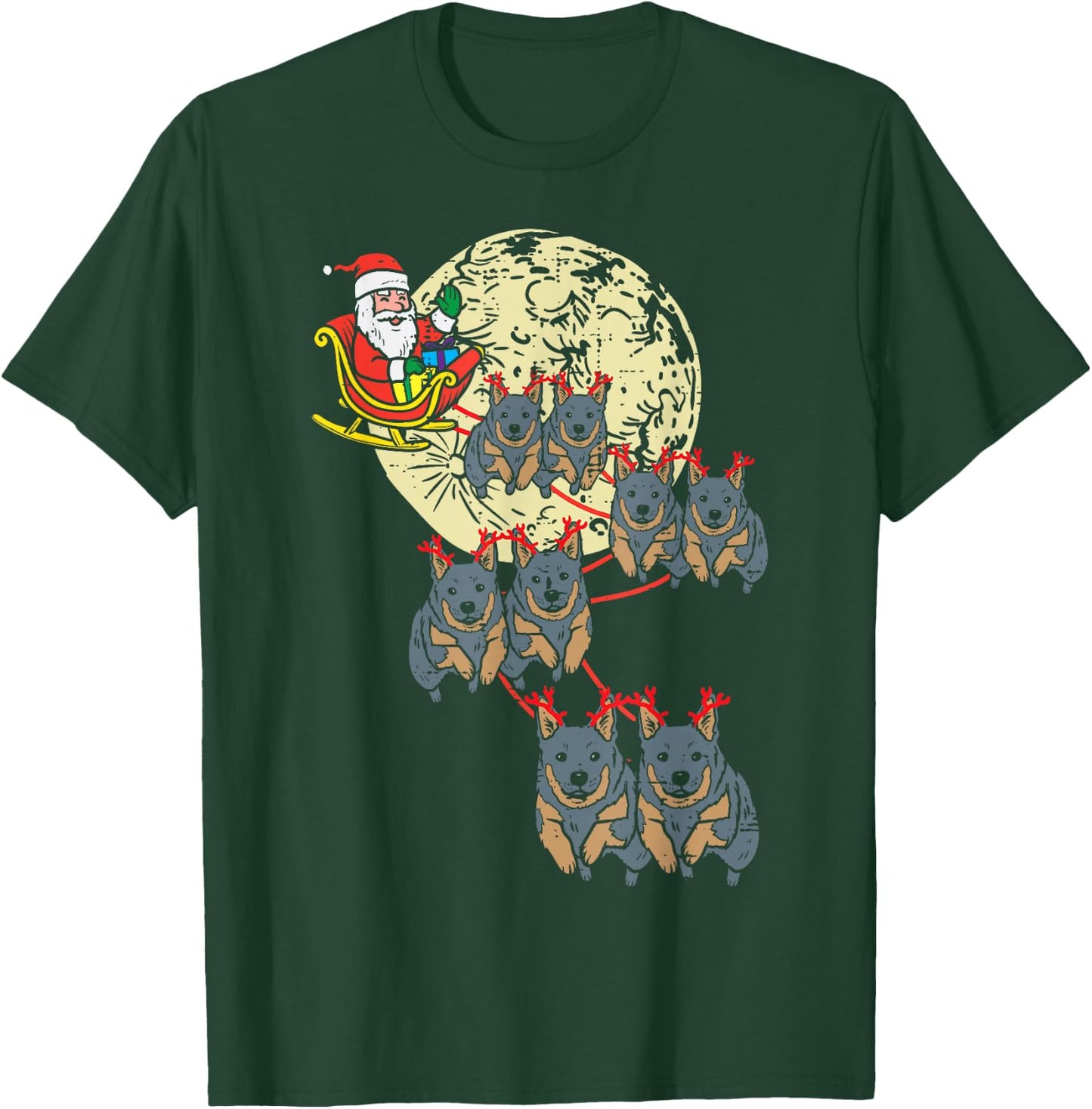Reindeer Heeler Santa Christmas Animal Cattle Dog Xmas PJ T-Shirt - T-Shirt | Forest