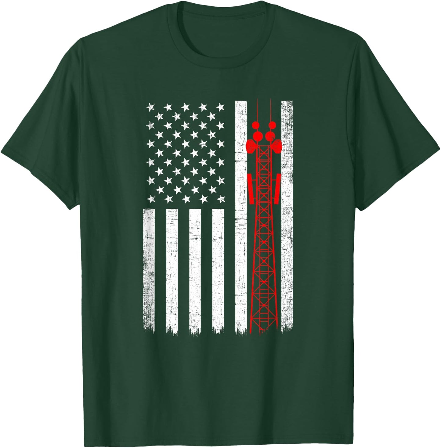 Tower Climber American Flag, Tower Climber T-Shirt - T-Shirt | Forest