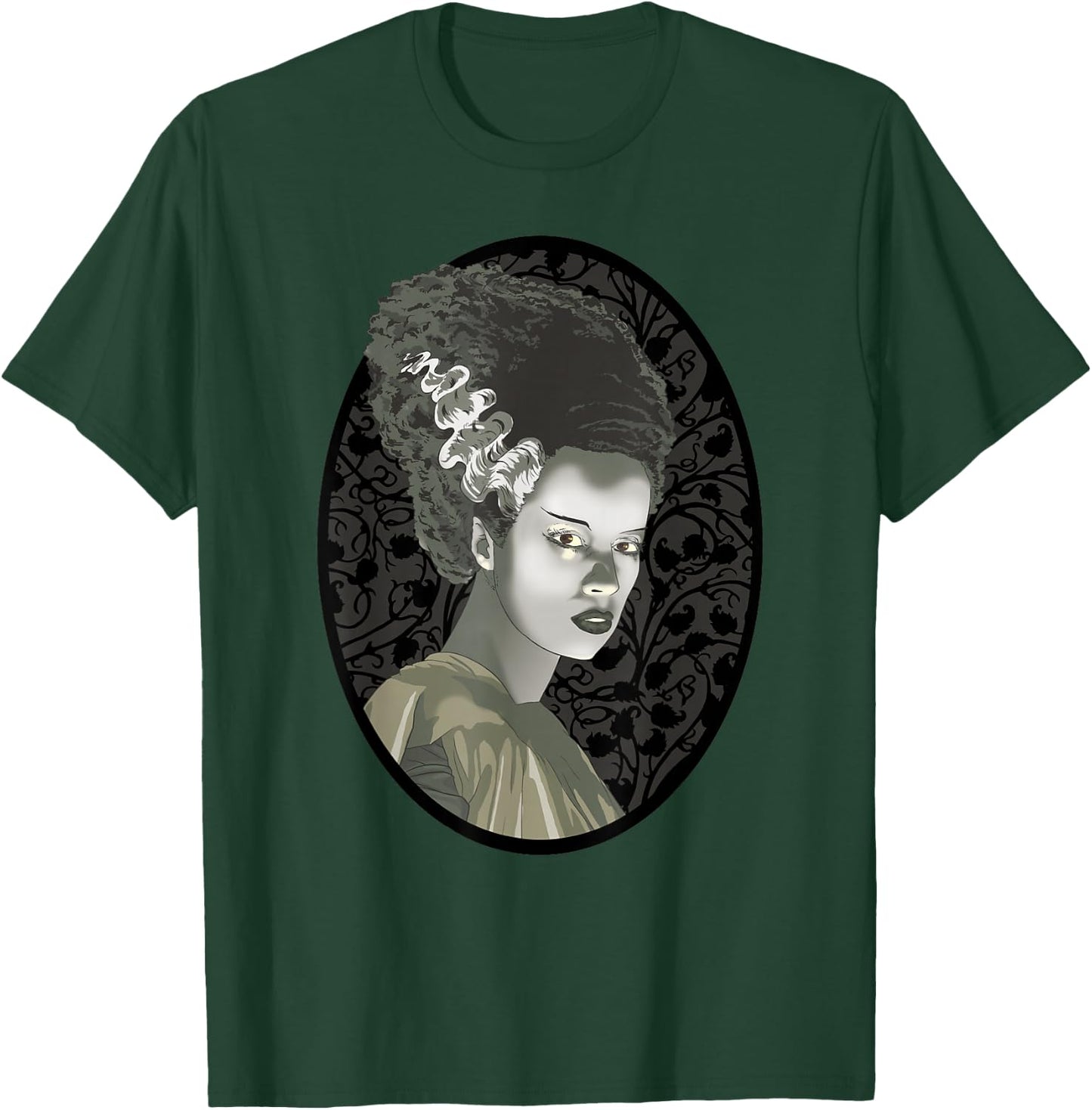 Universal Monsters Bride Of Frankenstein Cartoon Portrait T-Shirt - T-Shirt | Forest