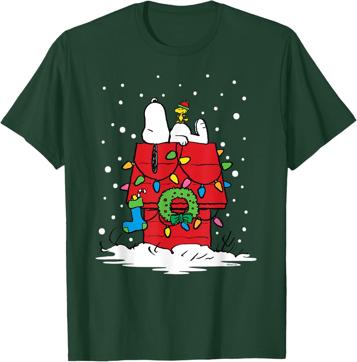 Peanuts Holiday Snoopy and Woodstock Stocking T-Shirt - T-Shirt | Forest