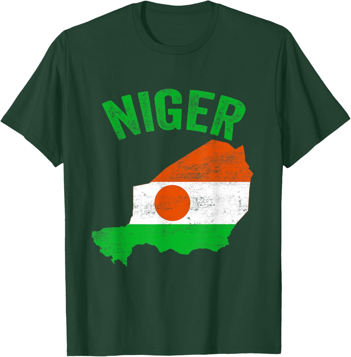 Distressed Retro Niger Flag Niger Map Patriotic Women Kids Men T-Shirt - T-Shirt | Forest