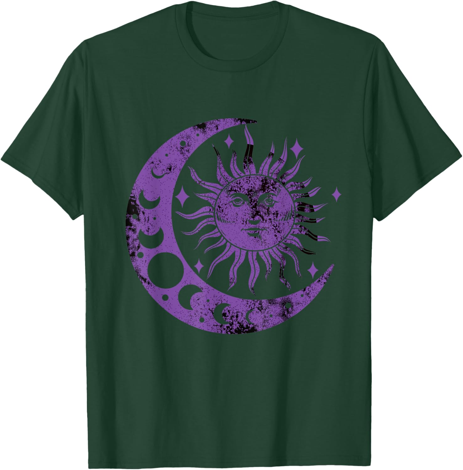 Meditation Yin Yang Sun Moon Distressed Purple T-Shirt - T-Shirt | Forest