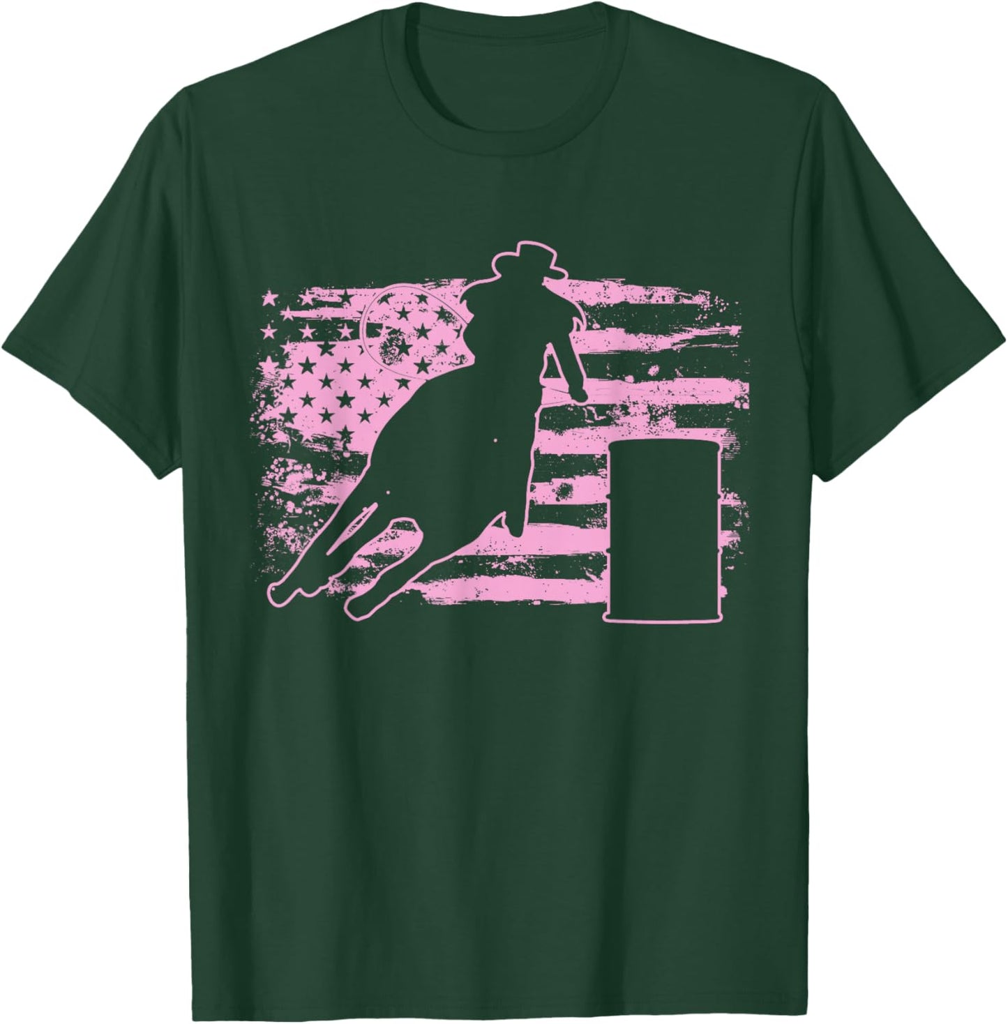 Barrel Racing USA American Flag Gift Barrel Racers T-Shirt - T-Shirt | Forest