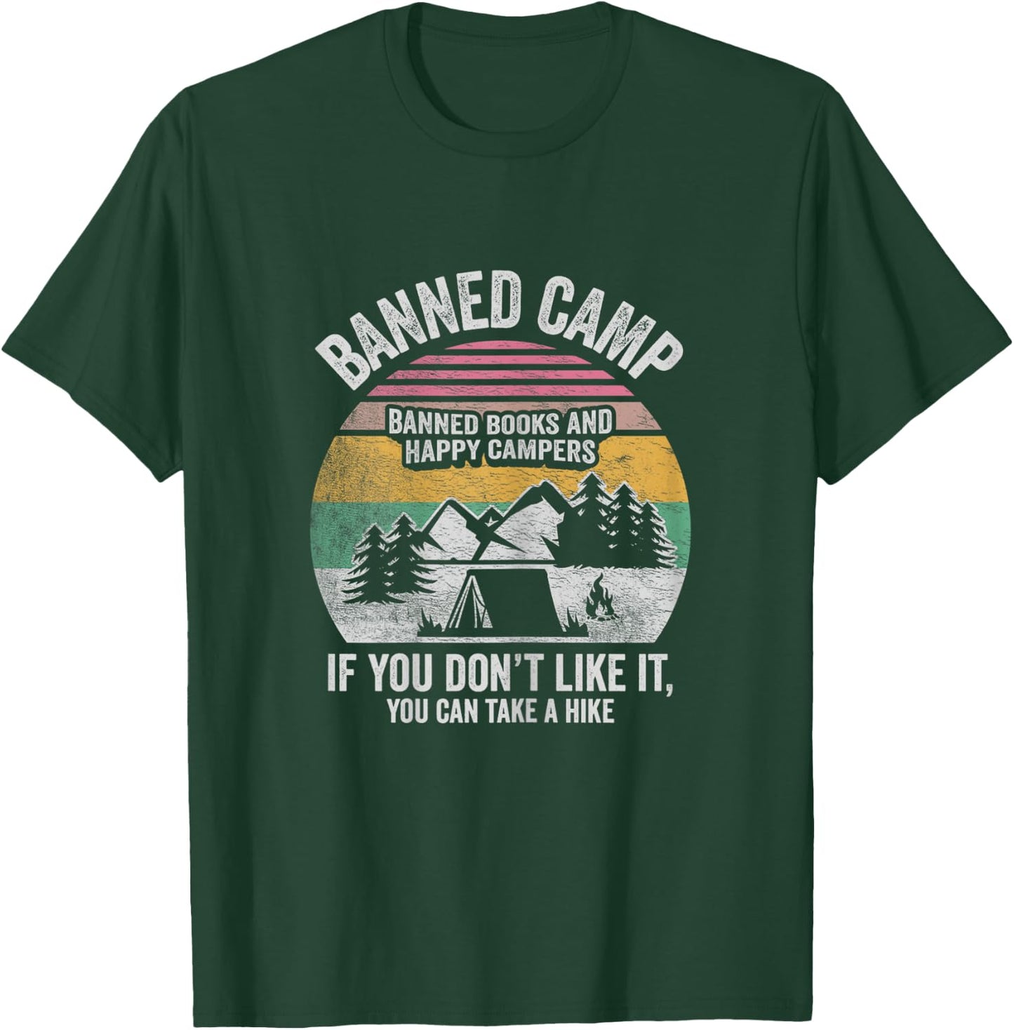 Vintage Banned Books Shirt Book Lover Camping Librarian T-Shirt - T-Shirt | Forest