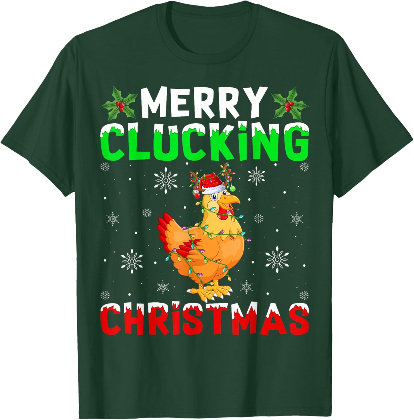 Matching Family Santa Chicken Merry Clucking Christmas T-Shirt - T-Shirt | Forest