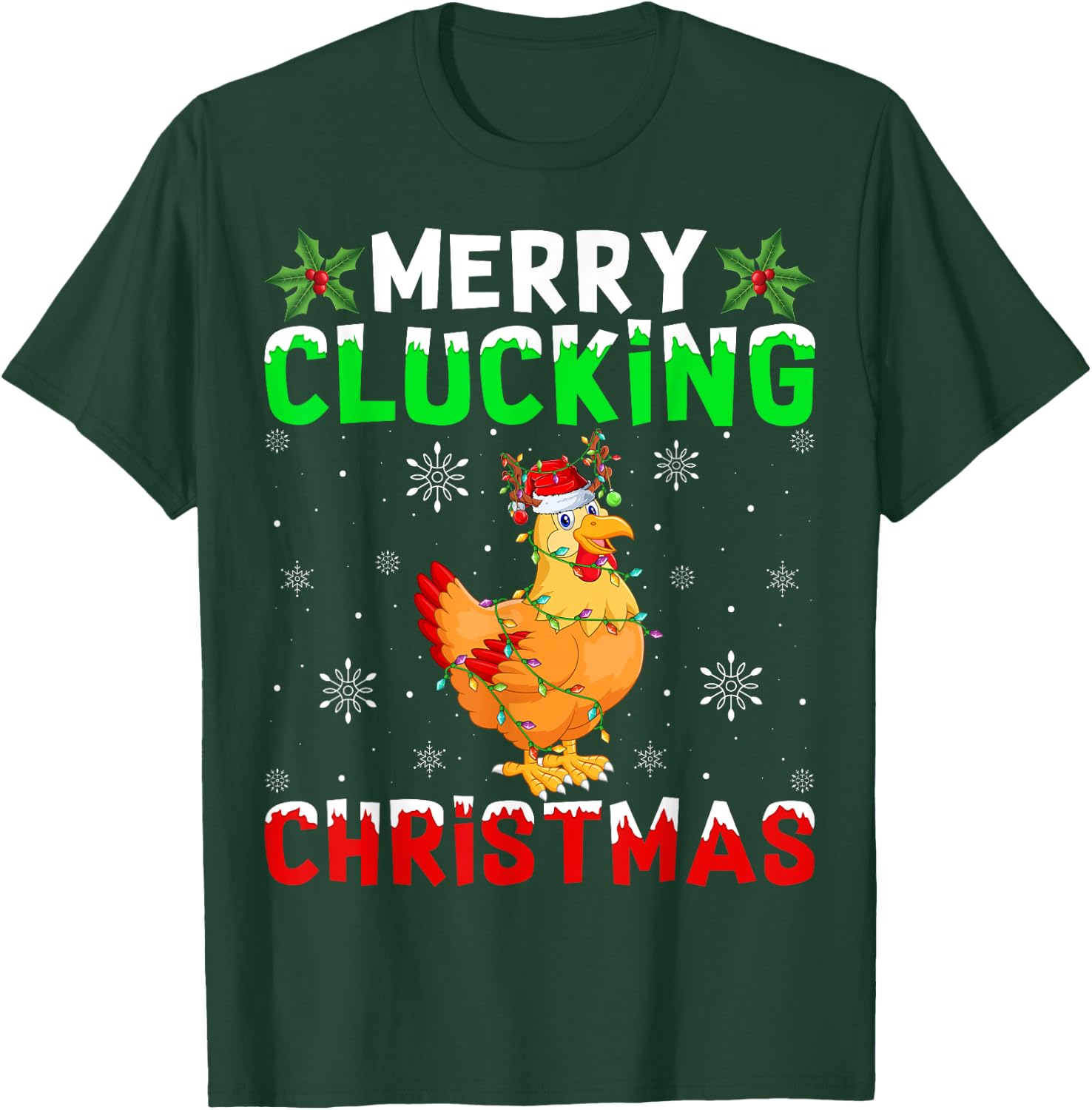 Matching Family Santa Chicken Merry Clucking Christmas T-Shirt - T-Shirt | Forest