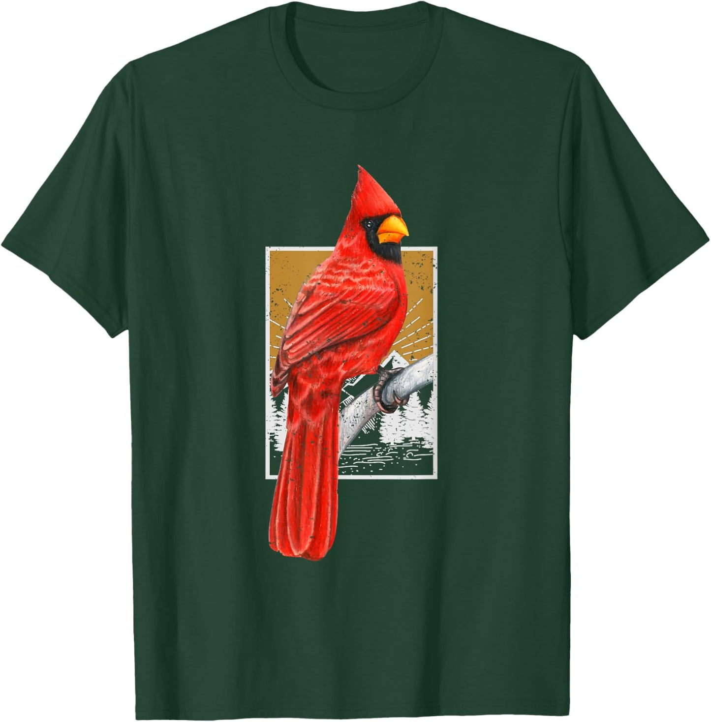 Red Cardinal Bird Watcher Bird Watching Vintage Nature Bird T-Shirt - T-Shirt | Forest
