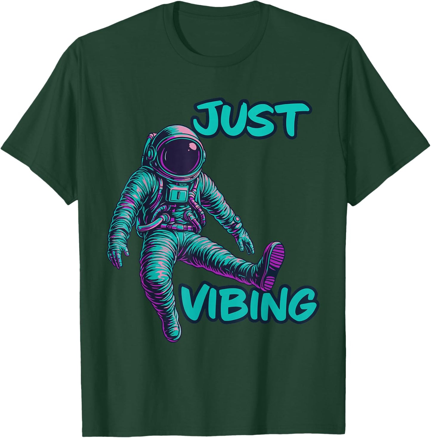 Astronaut Purple and Teal Shirts, Galaxy Just Vibing T-Shirt - T-Shirt | Forest