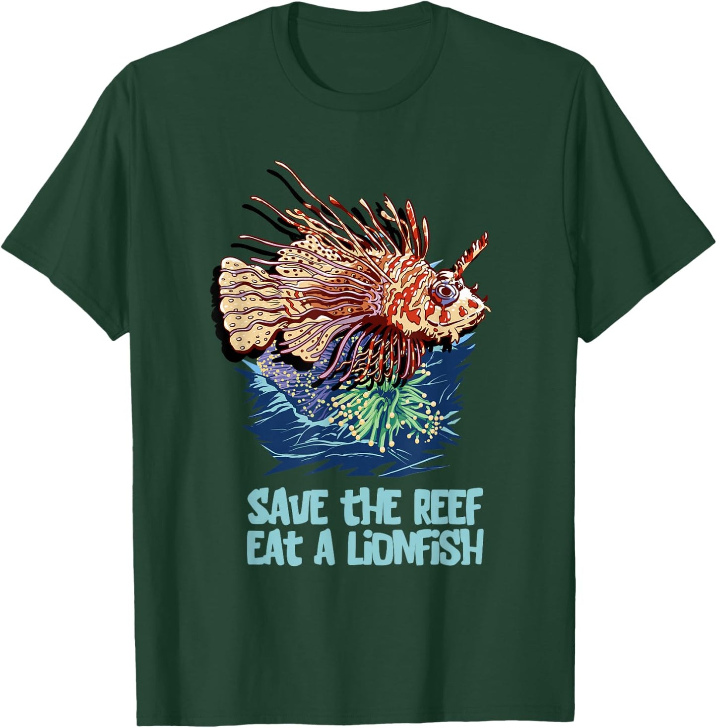 Lionfish Save The Reef Eat Lion Funny Cute Sea Rock Diver T-Shirt - T-Shirt | Forest