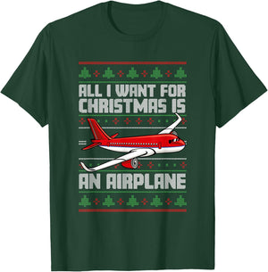 All I Want For Christmas Is An Airplane - Funny Xmas Pilot T-Shirt - T-Shirt | Forest