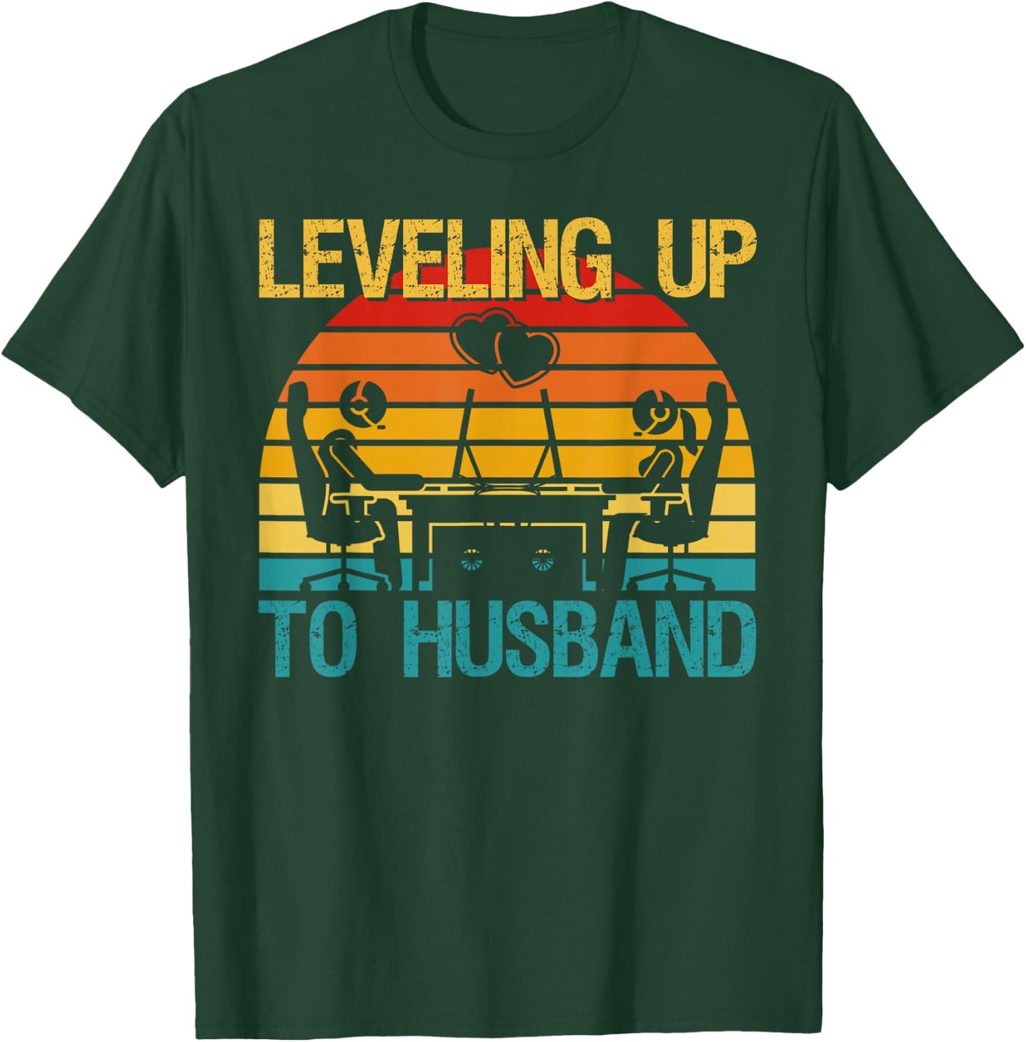 Gamer Engagement Future Mr & Mrs Leveling Up To Husband T-Shirt - T-Shirt | Forest