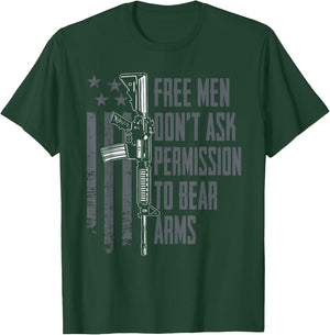 Free Men Don't Ask Permission To Bear Arms - Gun Rights USA T-Shirt - T-Shirt | Forest
