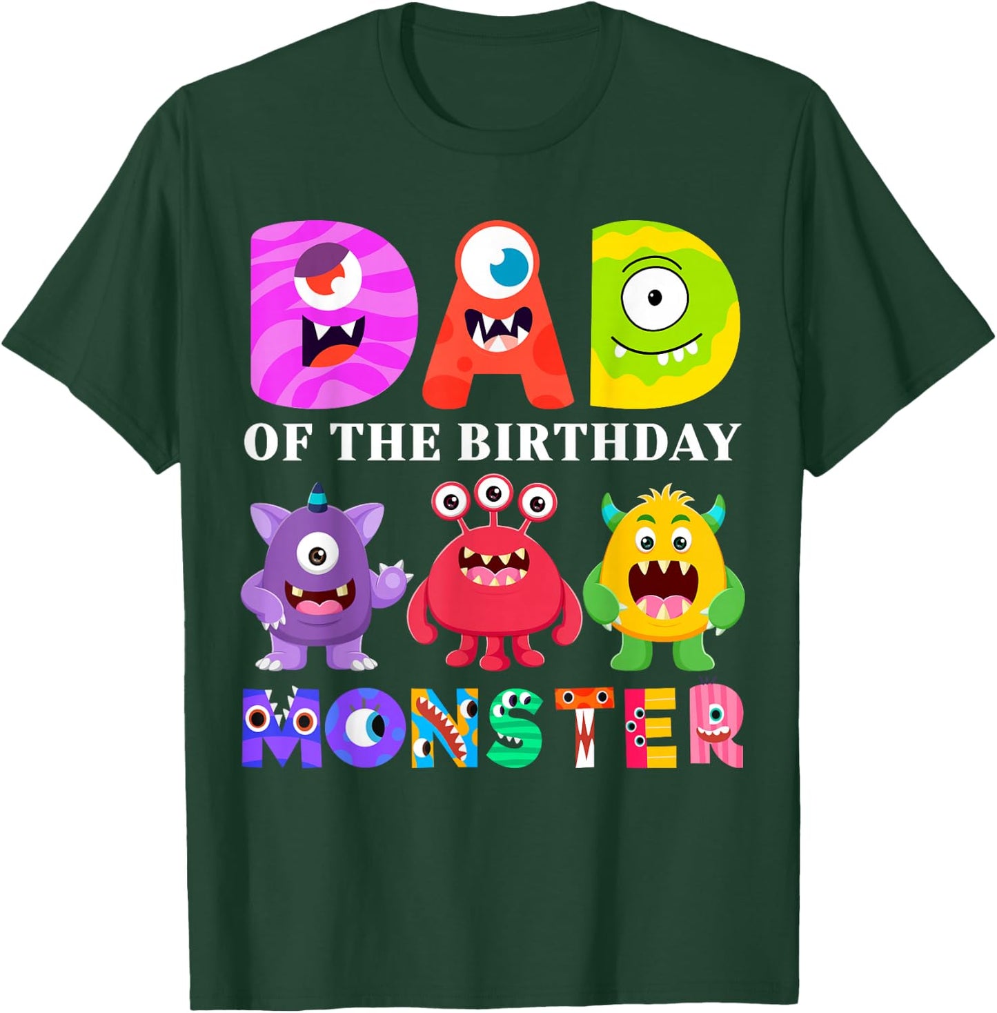 Dad Little Monster Kids 1st Birthday Party Family Monster T-Shirt - T-Shirt | Forest