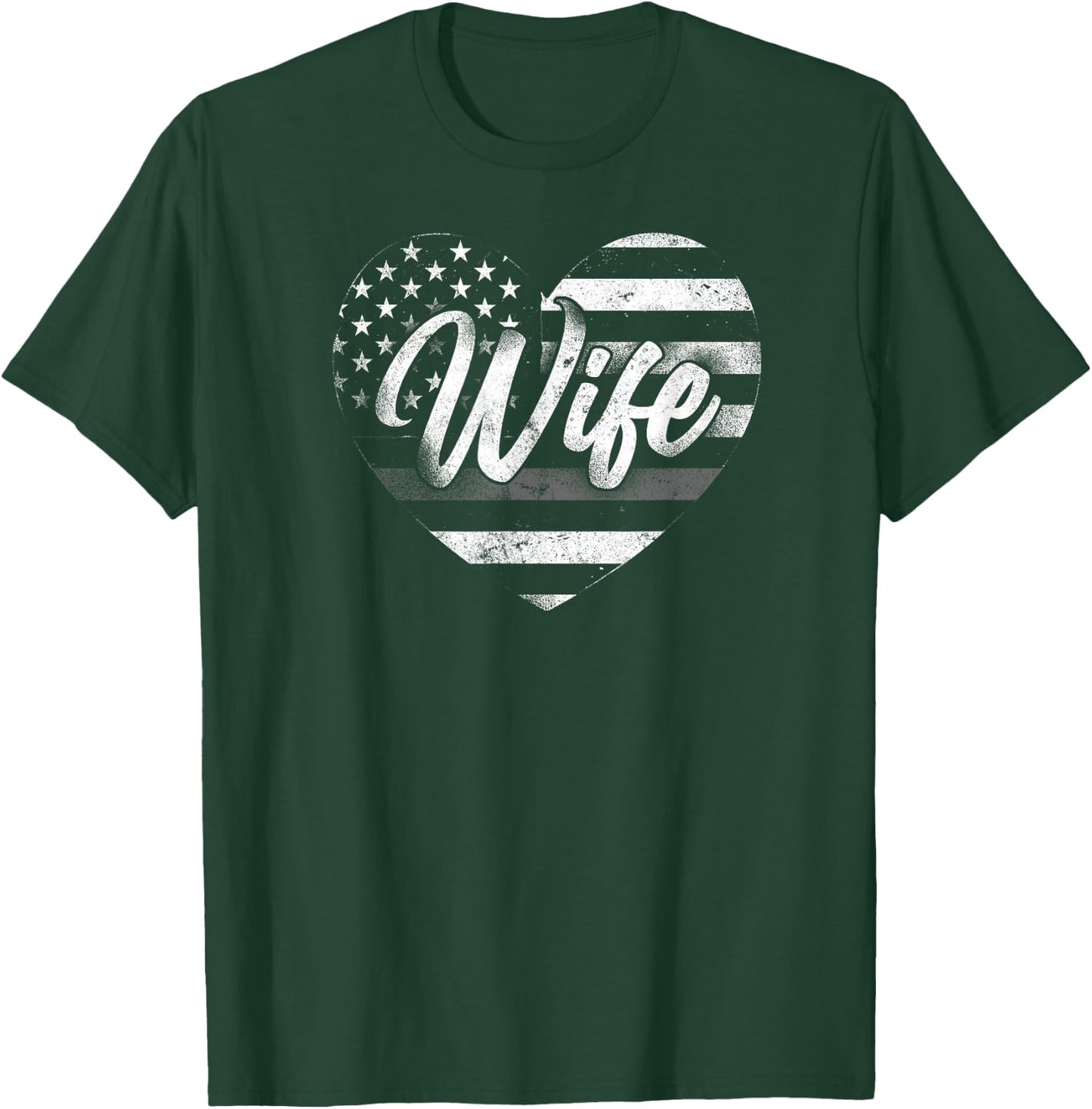 Correctional Officer Wife Marriage Heart American Flag T-Shirt - T-Shirt | Forest