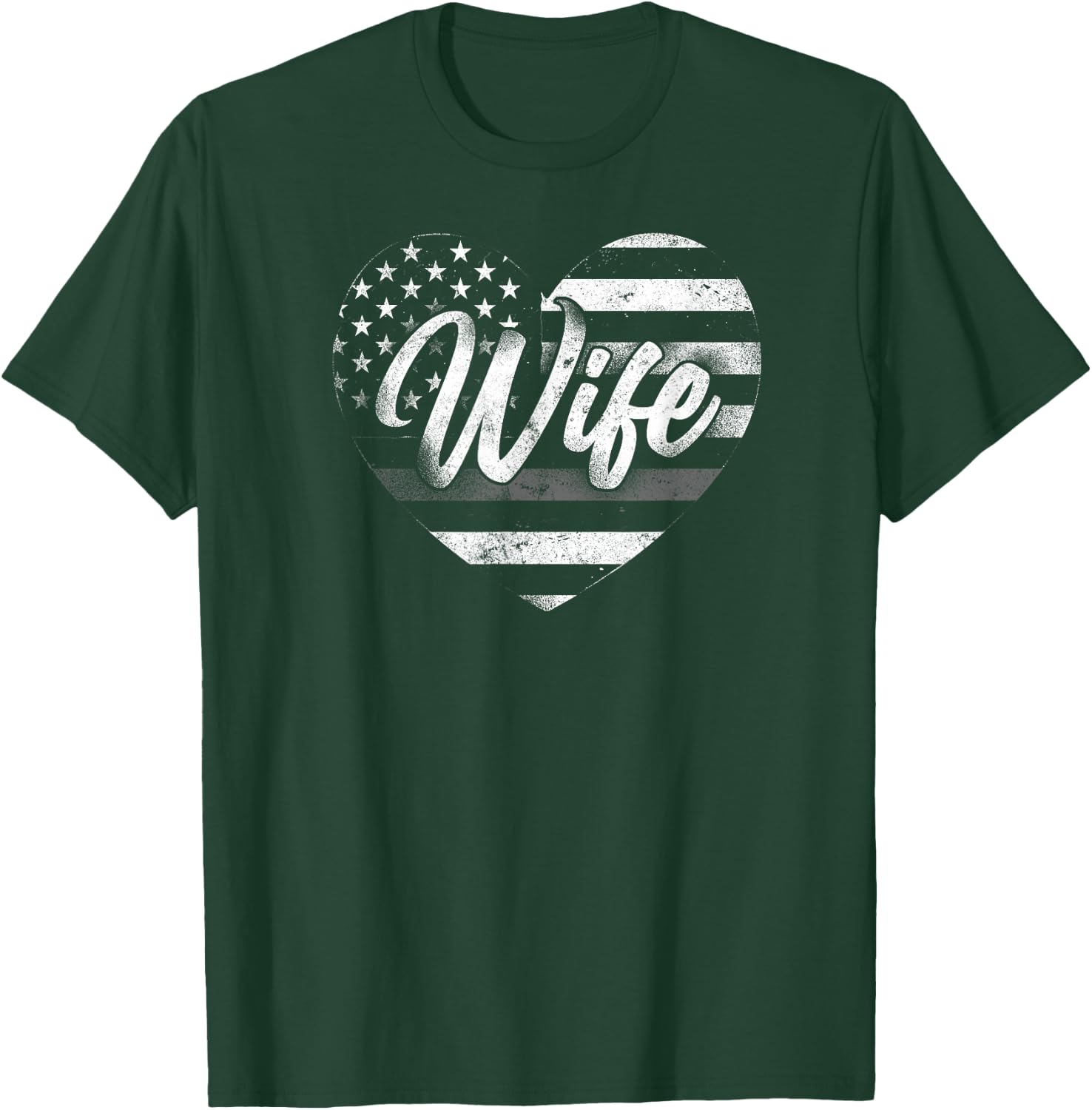 Correctional Officer Wife Marriage Heart American Flag T-Shirt - T-Shirt | Forest