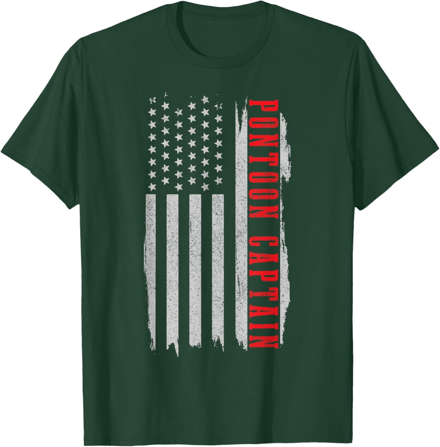 Patriotic Pontoon Captain Vintage US Flag Pontooning T-Shirt - T-Shirt | Forest