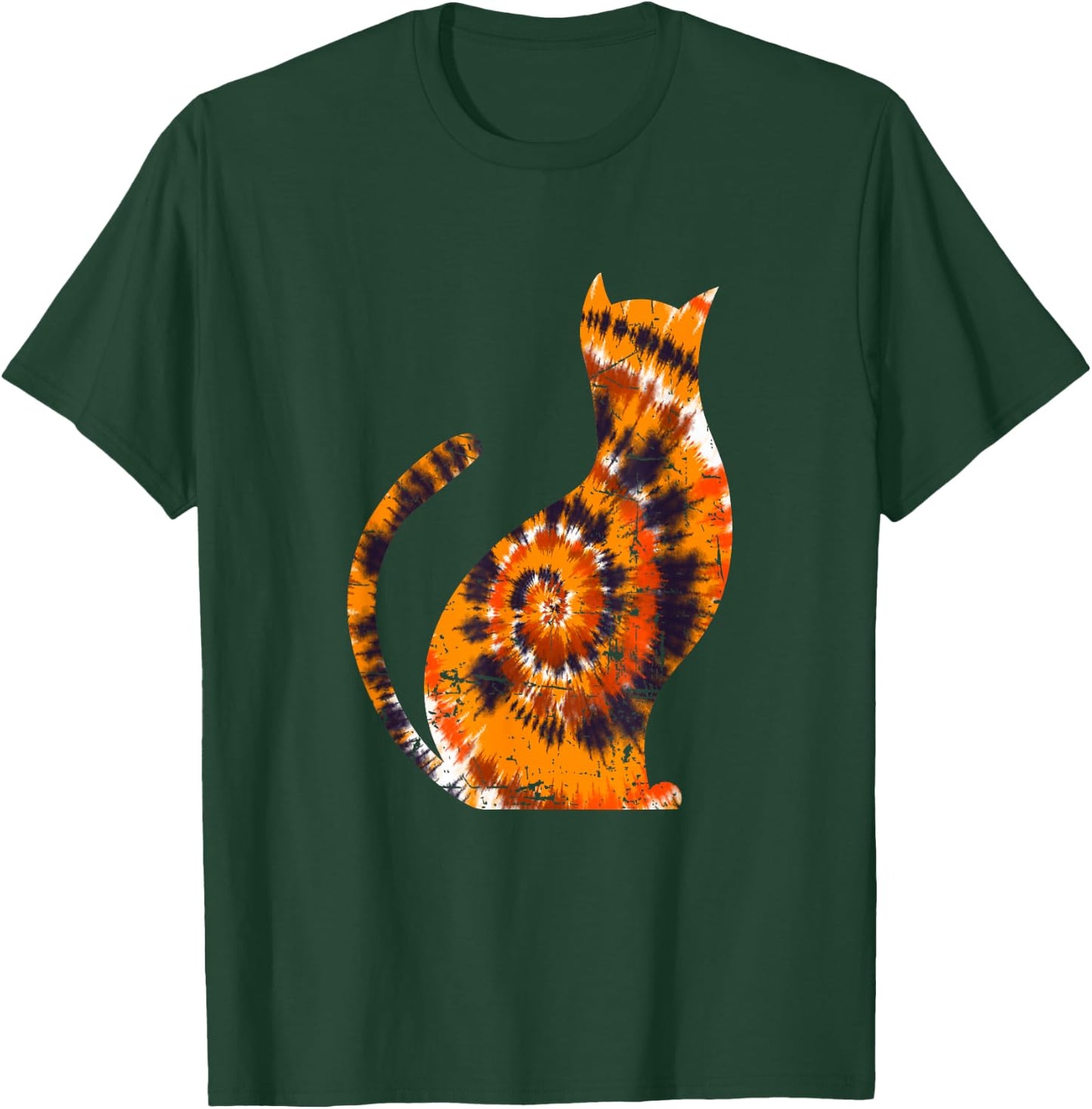 Orange Tie Dye Halloween Cat T-Shirt - T-Shirt | Forest