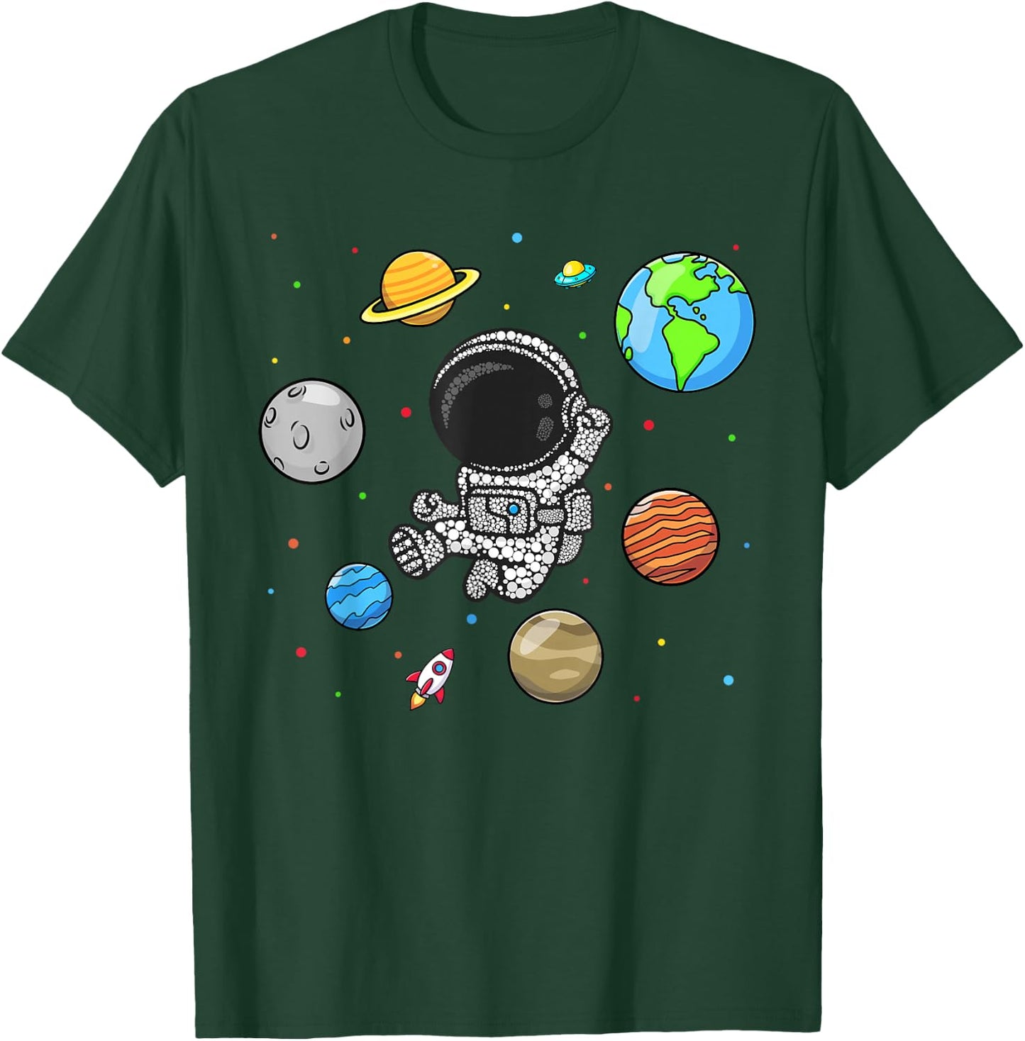Dot Day Shirts Kids Boys Toldders Astronaut Space Planets T-Shirt - T-Shirt | Forest