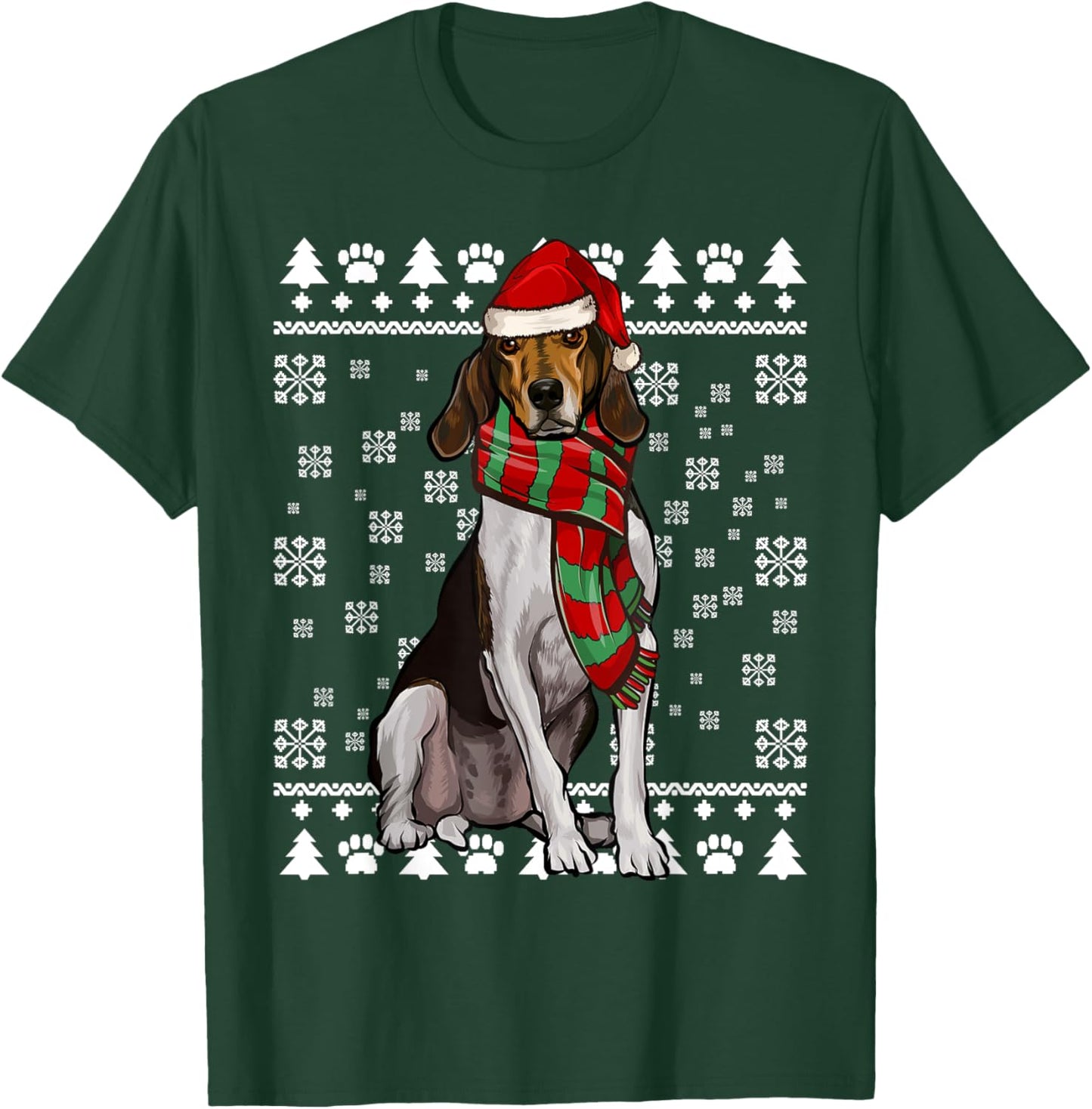 Treeing Walker Coonhound Dog Santa Hat Xmas Ugly Christmas T-Shirt - T-Shirt | Forest