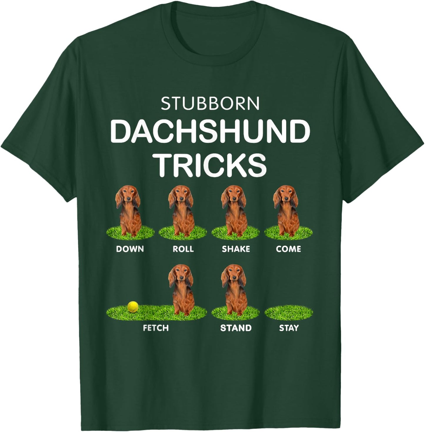 Thick Headed Dog - Funny Long Hair Dachshund for Christmas T-Shirt - T-Shirt | Forest