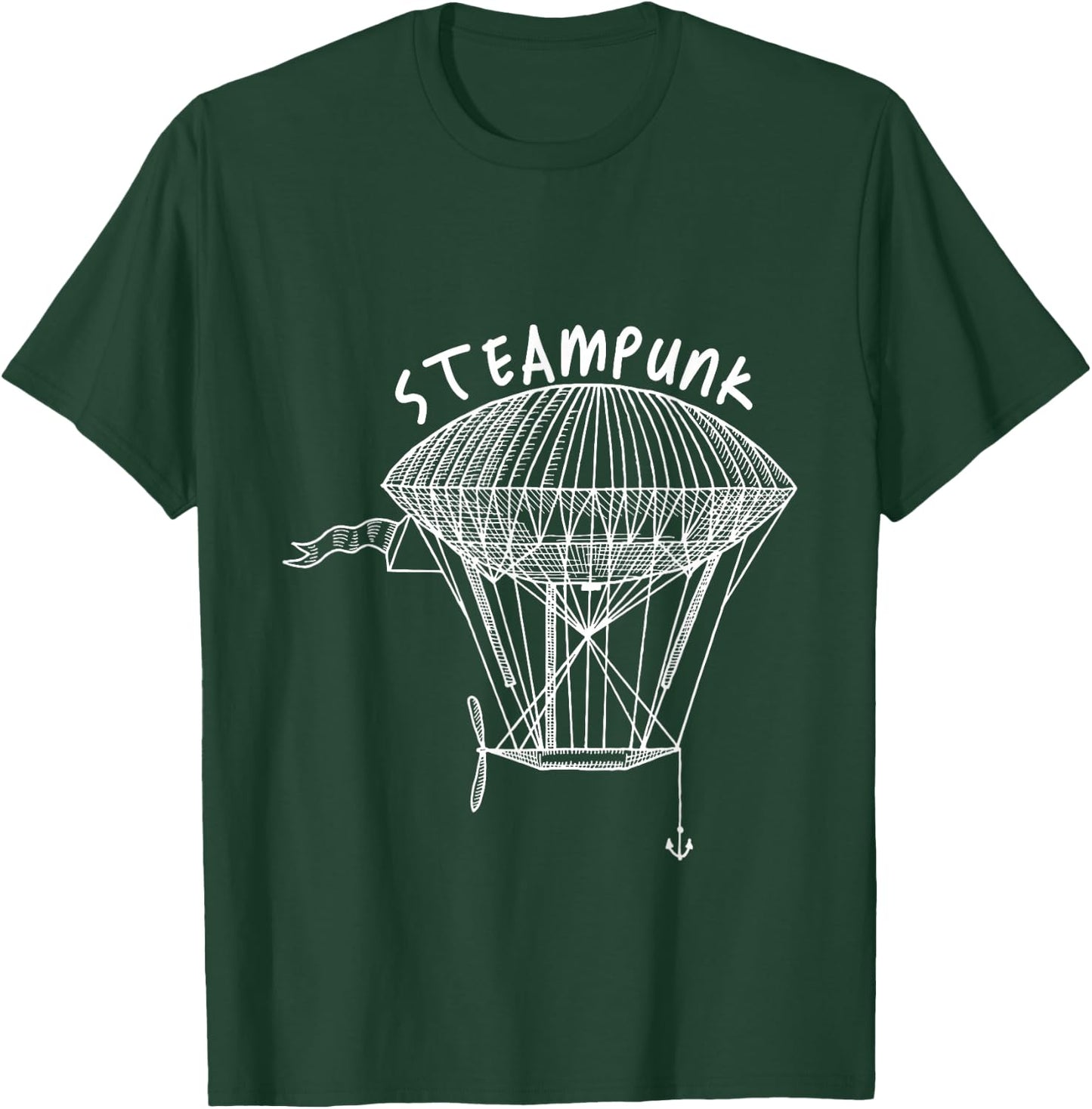 Flying Ship Steampunk Mechanical Gothic Gear Fantasy T-Shirt - T-Shirt | Forest