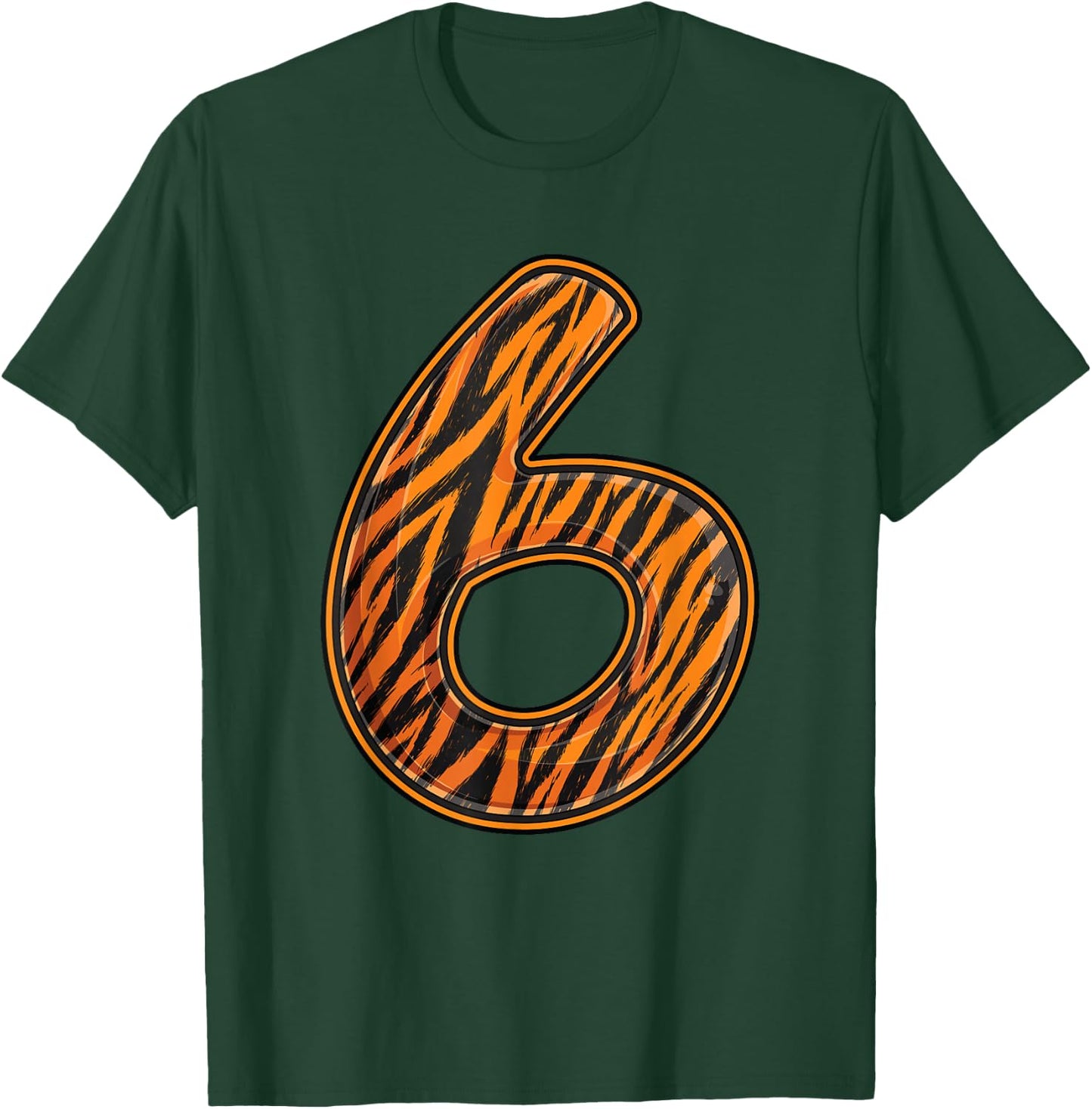 Tiger Sixth 6th Birthday Party Six 6 Years Old Wild Bday T-Shirt - T-Shirt | Forest