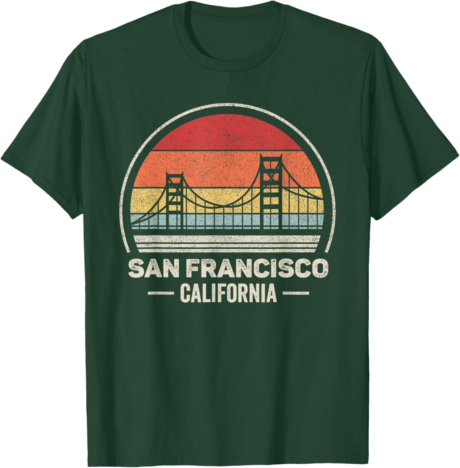 Retro San Francisco California Golden Gate Bridge Souvenir T-Shirt - T-Shirt | Forest