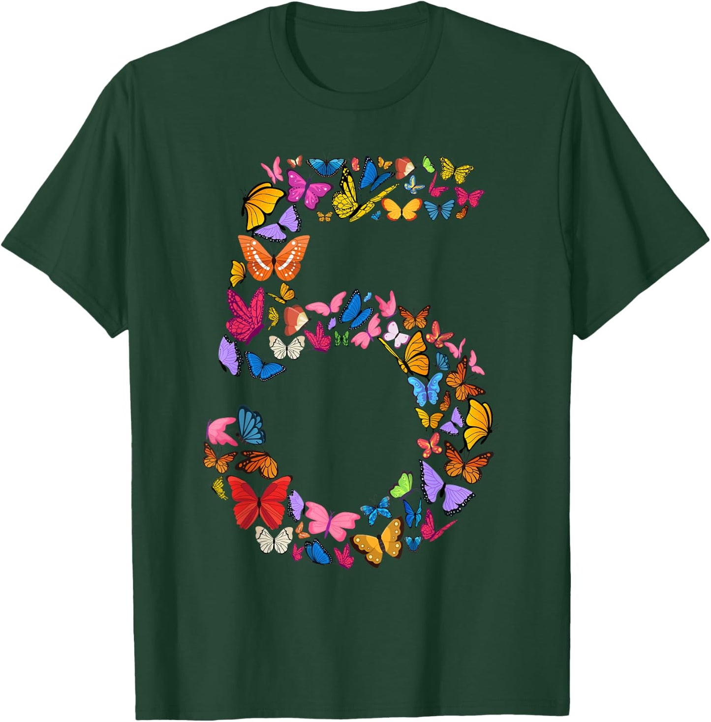 5th Birthday Butterflies 5 Years Old Girls Butterfly lover T-Shirt - T-Shirt | Forest
