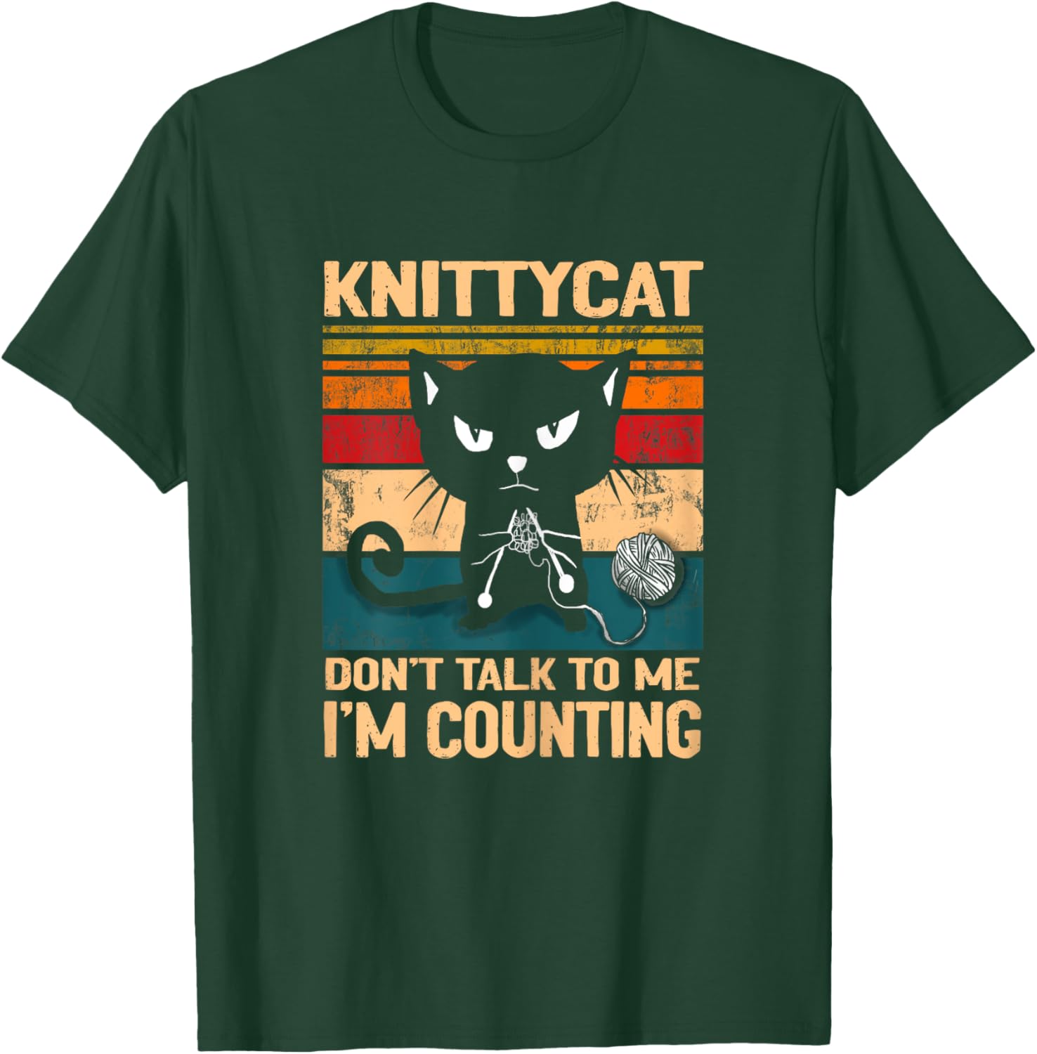 Black Cat Dont talk to me I´m counting Knitting Lover Knit T-Shirt - T-Shirt | Forest