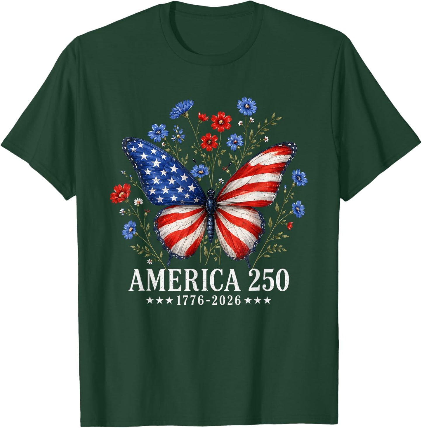America US Flag 250 1776 2026 250th Anniversary 4th of July T-Shirt - T-Shirt | Forest