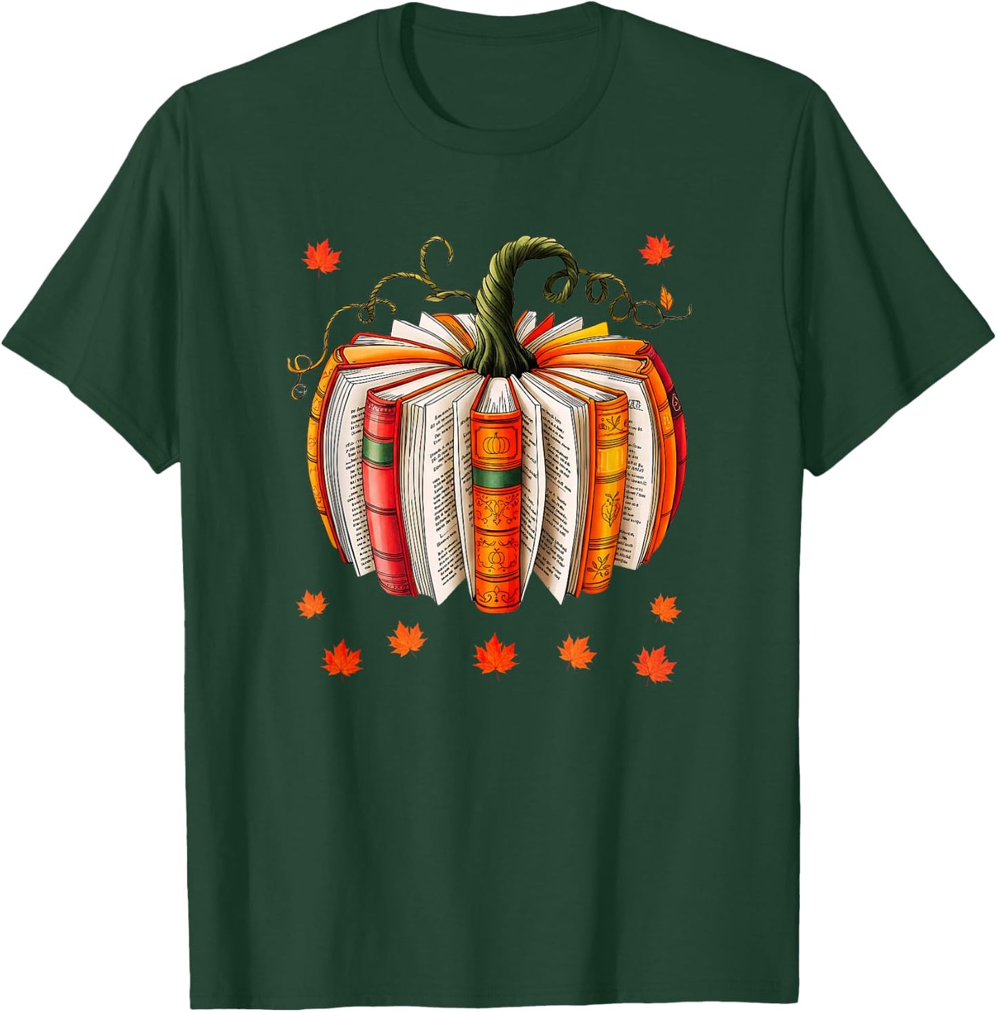 Book Lover Pumpkin Book Teacher Fall Halloween Thanksgiving T-Shirt - T-Shirt | Forest