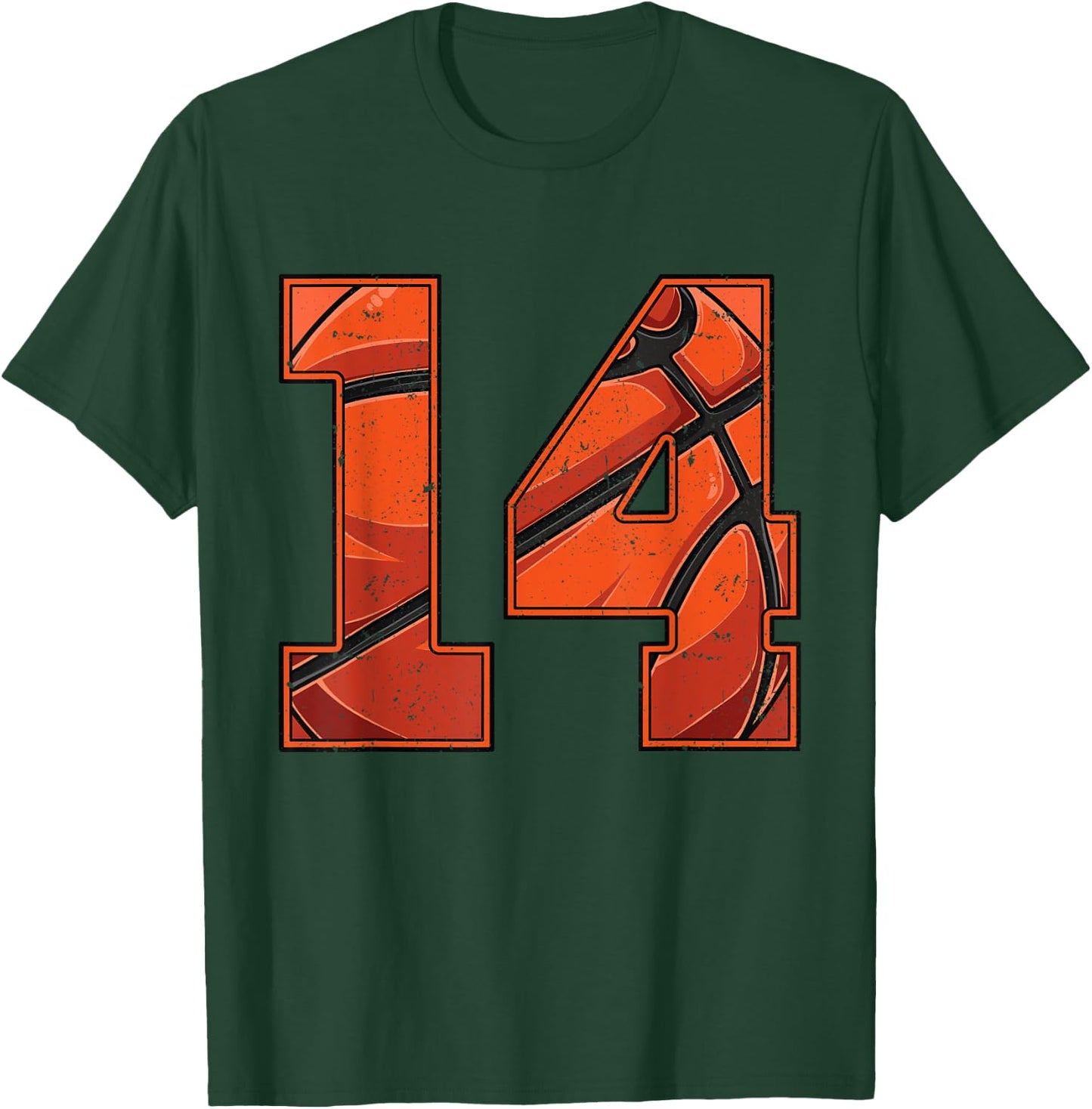 Basketball 14th Birthday Boy Girl Fourteen 14 Years Old Bday T-Shirt - T-Shirt | Forest