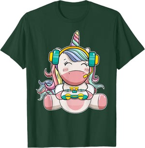 Gamer Girl Unicorn Gaming Cute Video Game Women Girls Teen T-Shirt - T-Shirt | Forest