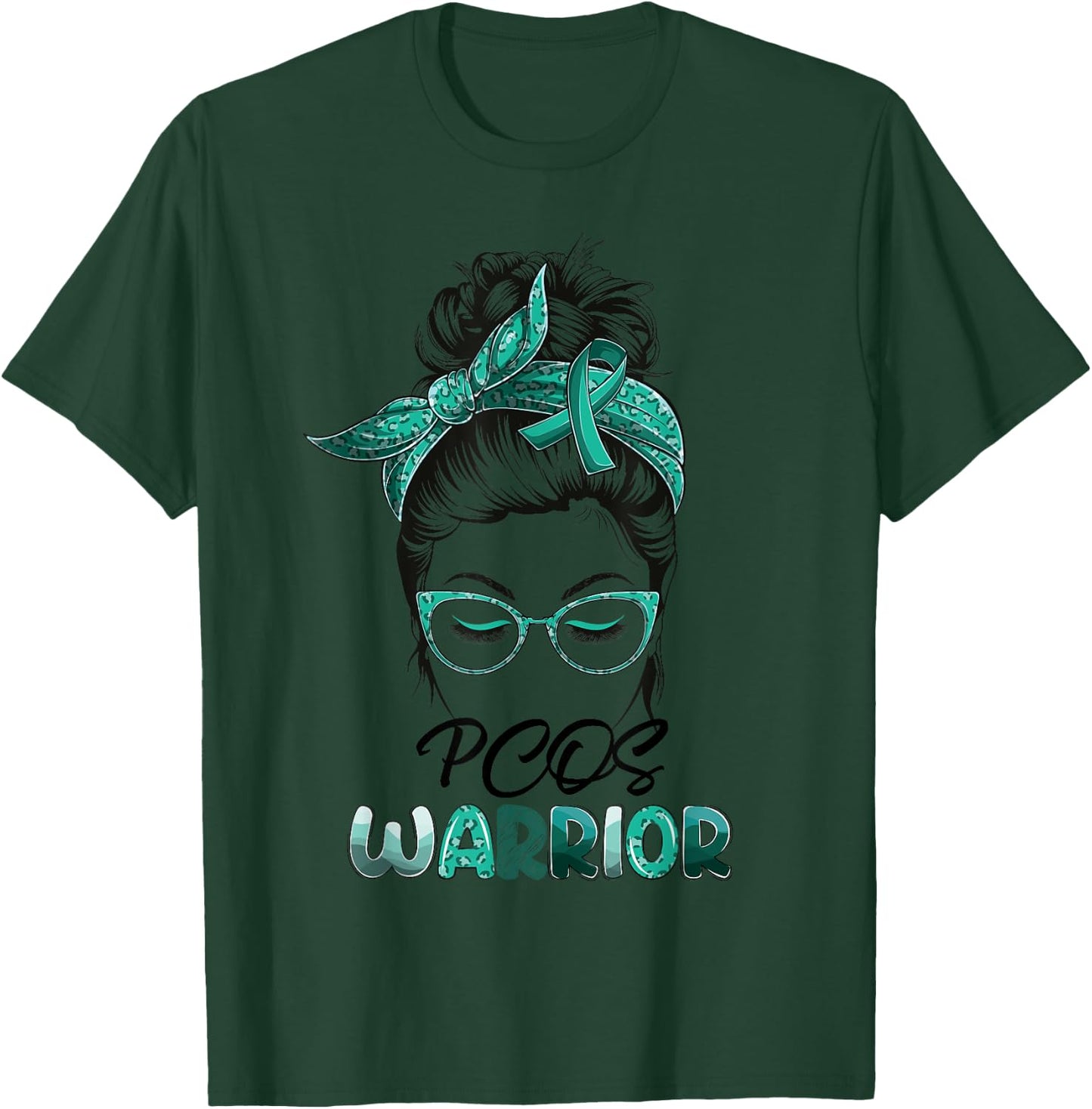 PCOS Warrior Messy Bun Survivor Believe Women Girls T-Shirt - T-Shirt | Forest