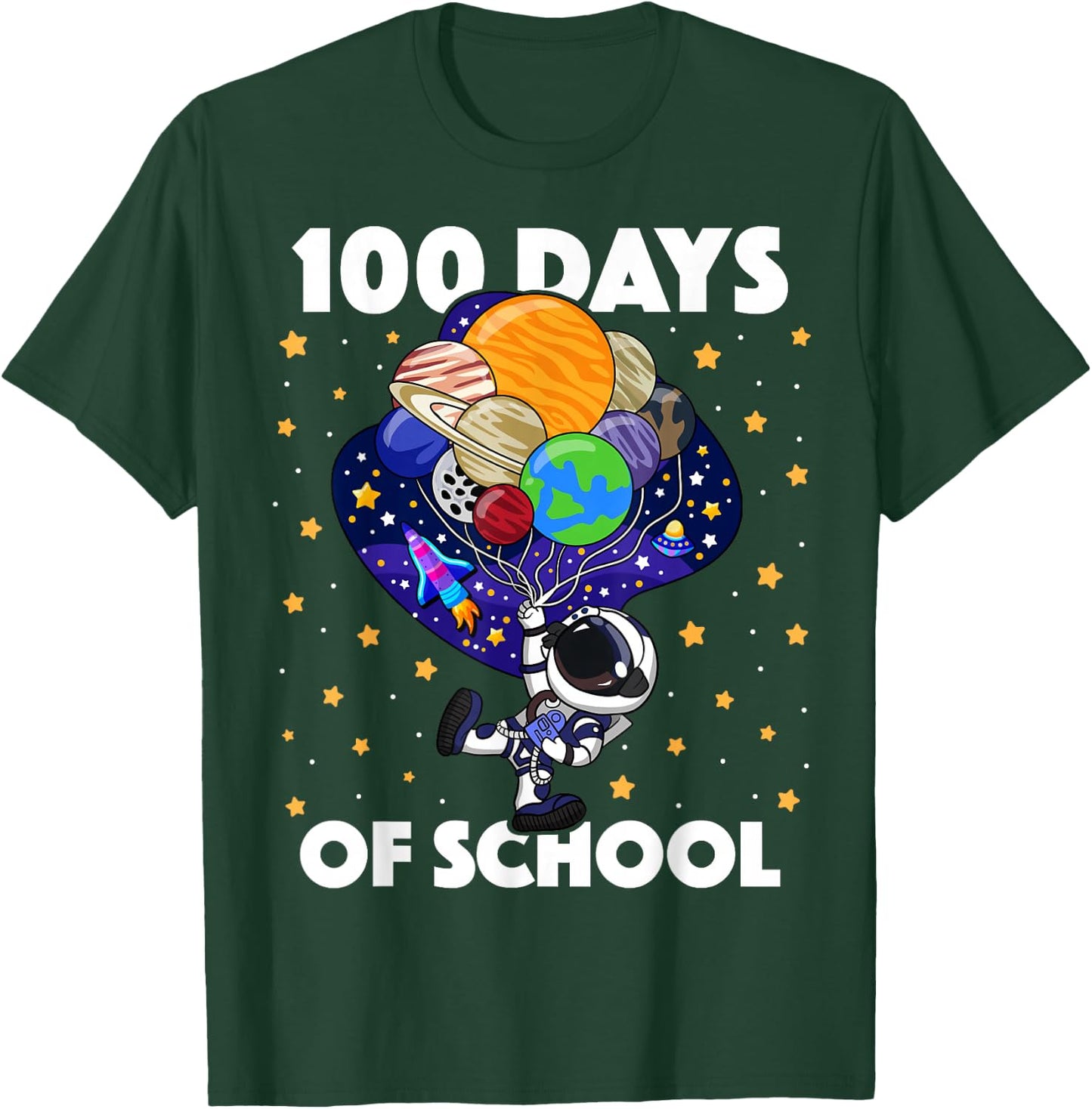 100 Days of School Astronaut Space Boys Kids 100th Day T-Shirt - T-Shirt | Forest