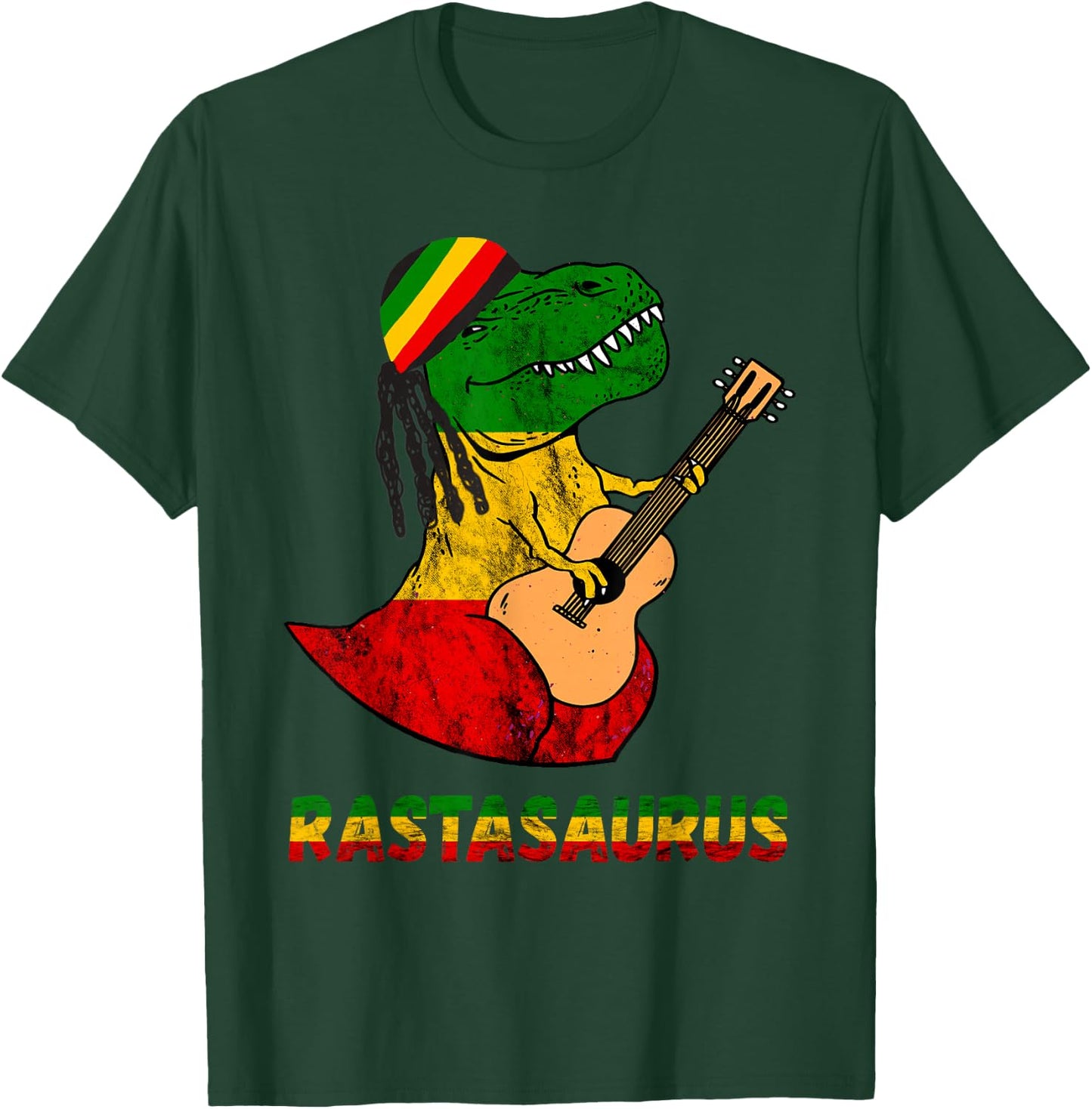Rasta Dinosaur Reggae Music Jamaica Dino Rastafari T-Rex T-Shirt - T-Shirt | Forest