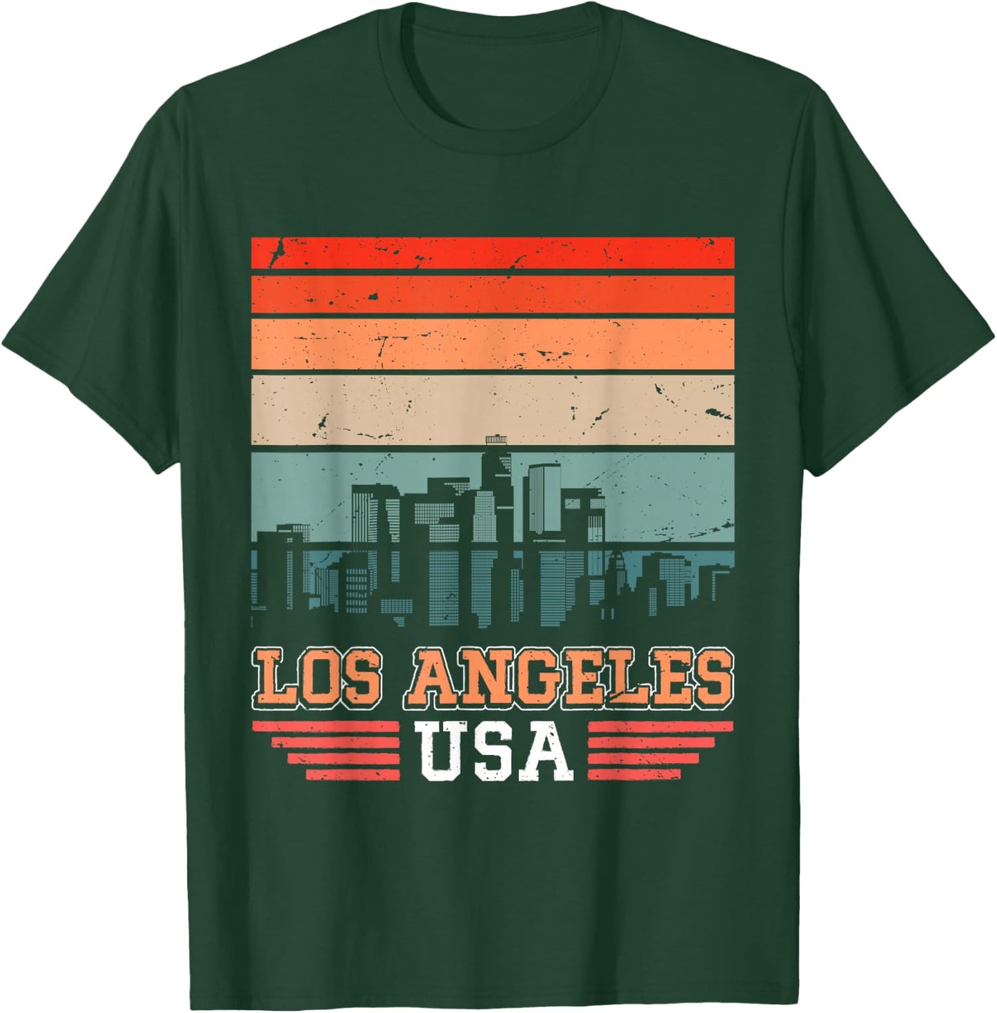 Los Angeles USA Retro Vintage Sunset Skyline Los Angeles T-Shirt - T-Shirt | Forest