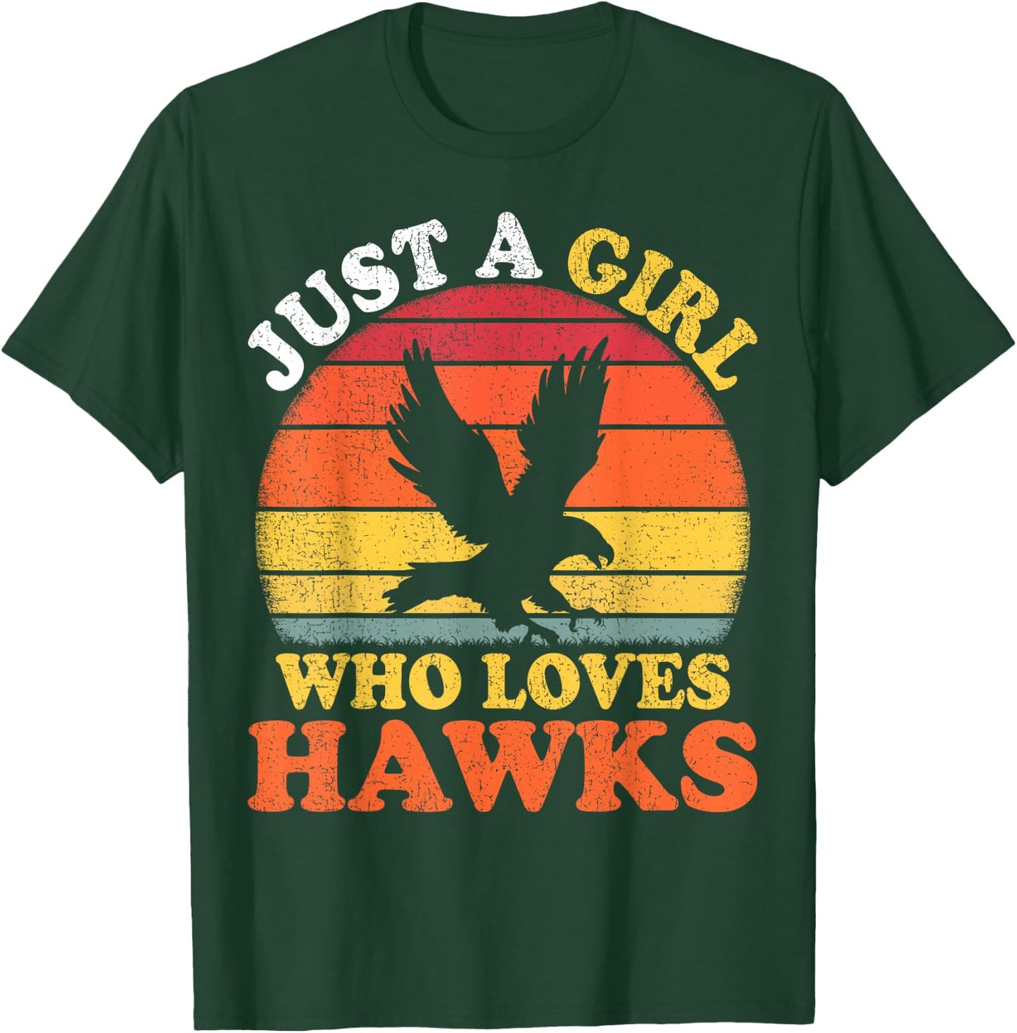 Hawk Bird Vintage Just A Girl Who Loves Hawks T-Shirt - T-Shirt | Forest