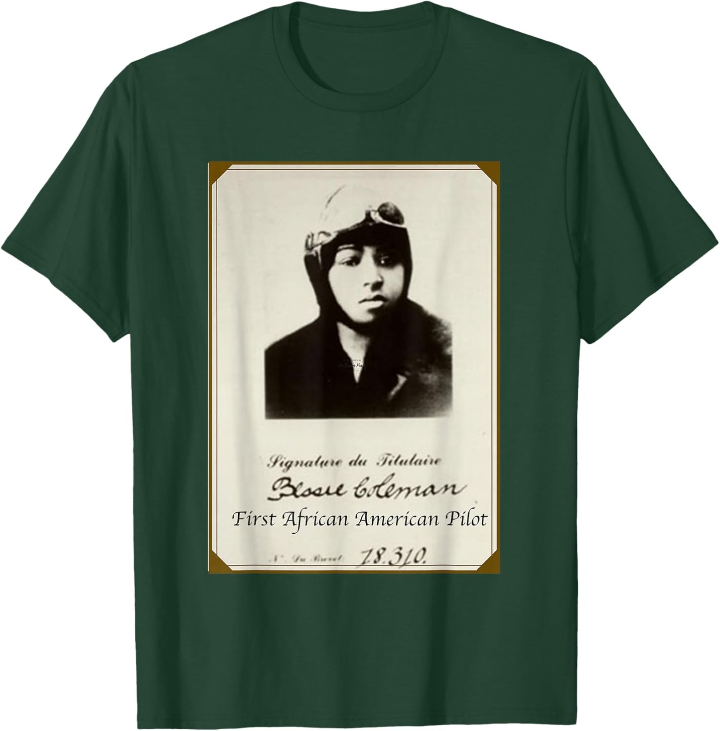 Bessie Coleman First African American Black Woman Pilot T-Shirt - T-Shirt | Forest