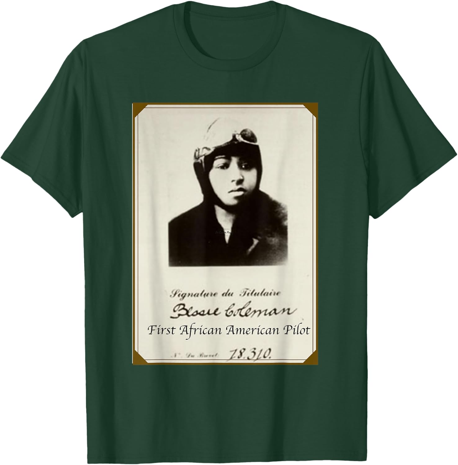 Bessie Coleman First African American Black Woman Pilot T-Shirt - T-Shirt | Forest