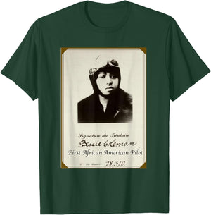 Bessie Coleman First African American Black Woman Pilot T-Shirt - T-Shirt | Forest