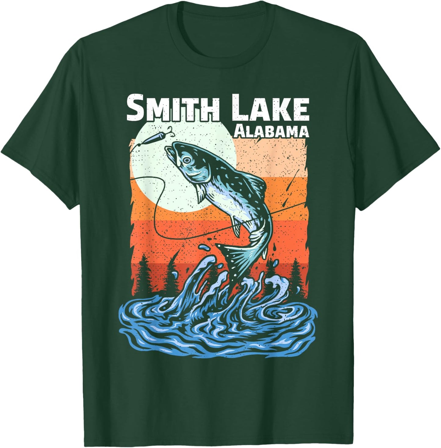 Summer Fishing Retro Sunset Alabama Smith Lake Women Kids T-Shirt - T-Shirt | Forest
