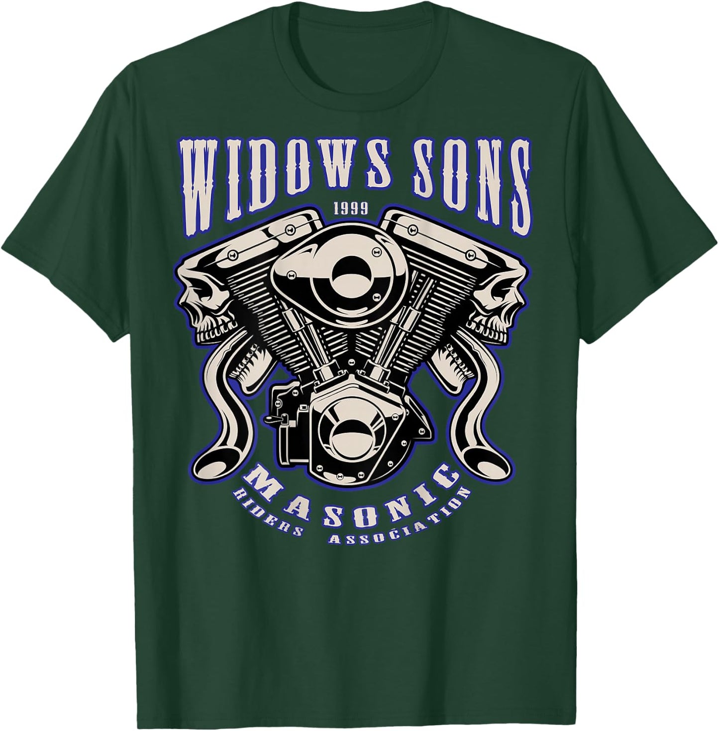 Masonic Merch Widows Sons V-Twin T-Shirt - T-Shirt | Forest