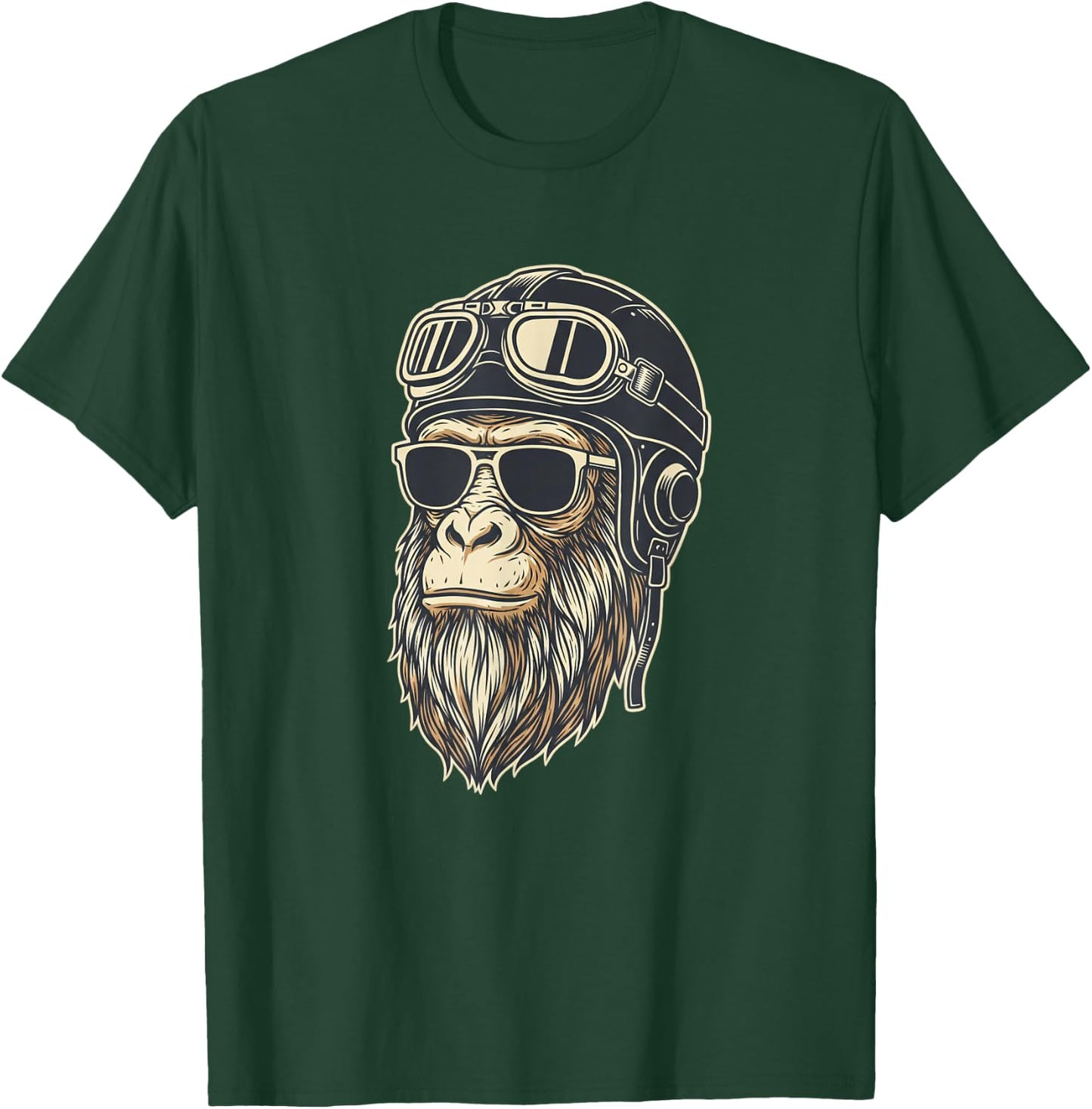 Monkey Pilot Helmet Sunglasses Vintage Ape Jungle Funny T-Shirt - T-Shirt | Forest