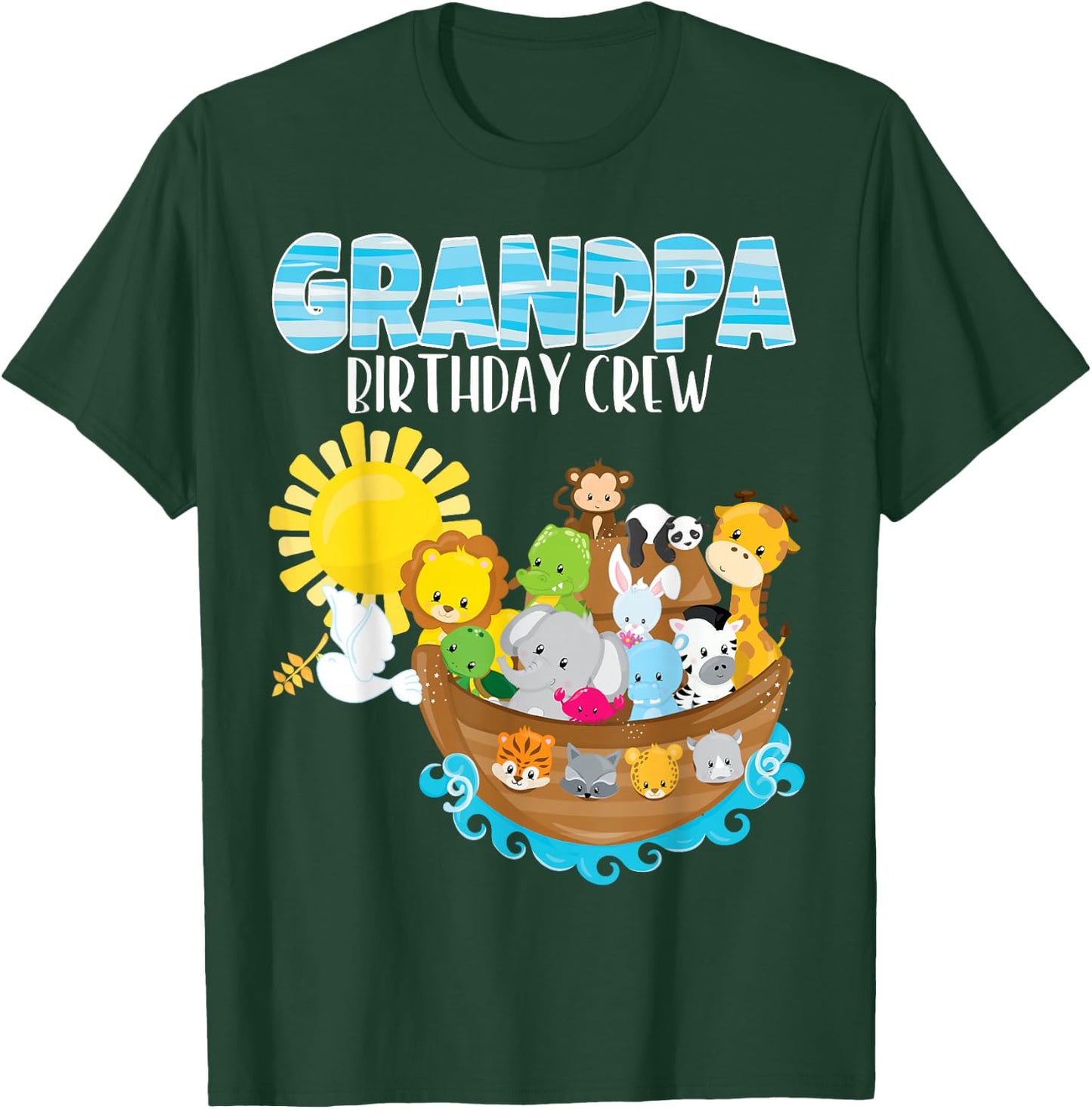 Noah's Ark Birthday Party Grandpa Birthday Crew Toddler Bday T-Shirt - T-Shirt | Forest