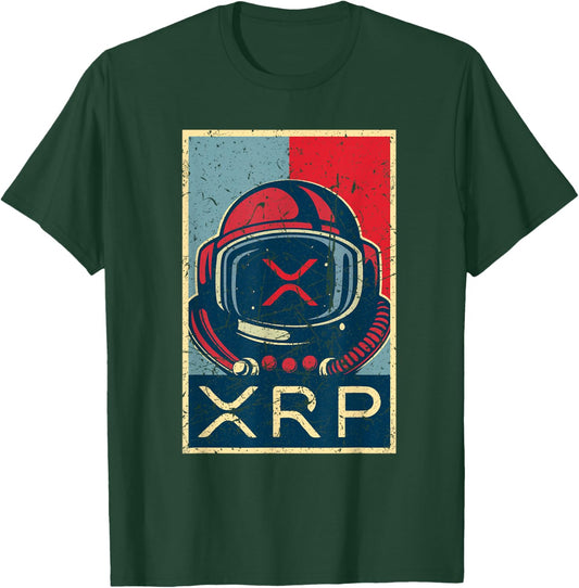 Retro Vintage XRP Ripple Clothing Astronaut Men Women T-Shirt - T-Shirt | Forest
